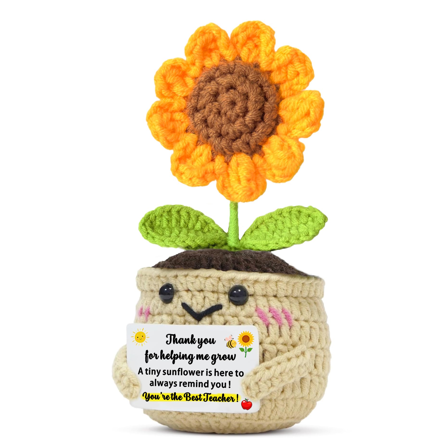 SDOFY Best Teacher Gifts for Women Handmade Crochet Sunflower for Teachers from Students Appreciation Flower Thank You Gift for Teacher End of Year Graduation Christmas
