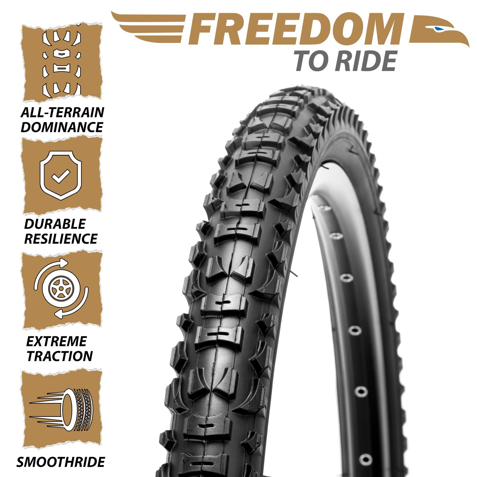 MOHEGIA Mountain Bike Tires Set: 2-Pack 26x1.95 Inch (50-559mm) Puncture-Resistant Folding Replacement Bicycle Tires and Pair Inner Tubes with Tire Levers for MTB Off-Road Bike