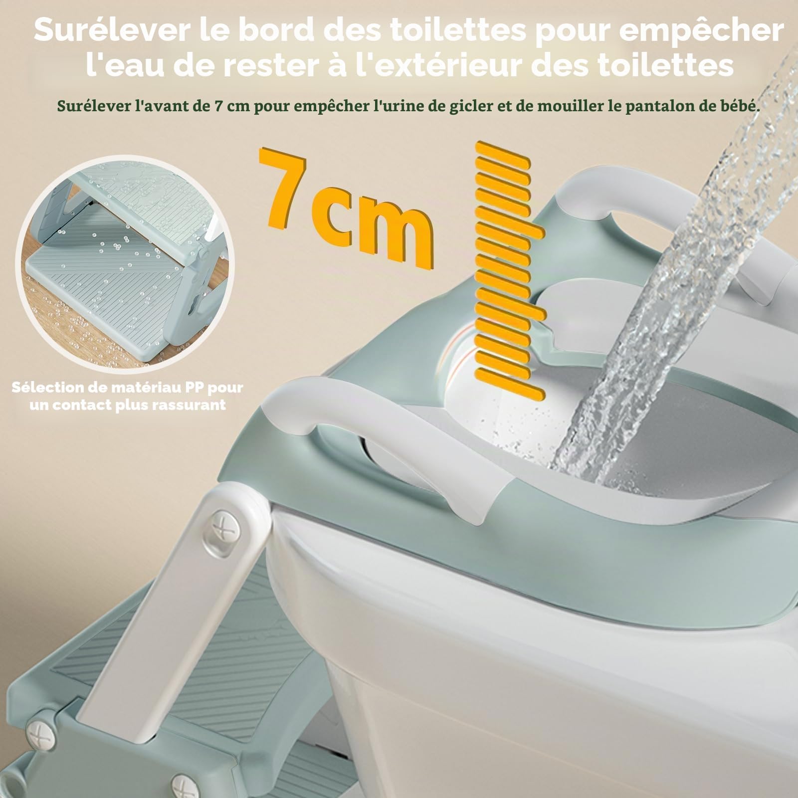 Abattant WC pour enfant avec escalier, siège de toilette pour enfant à partir de 2 ans, siège de toilette réglable pour tout-petit