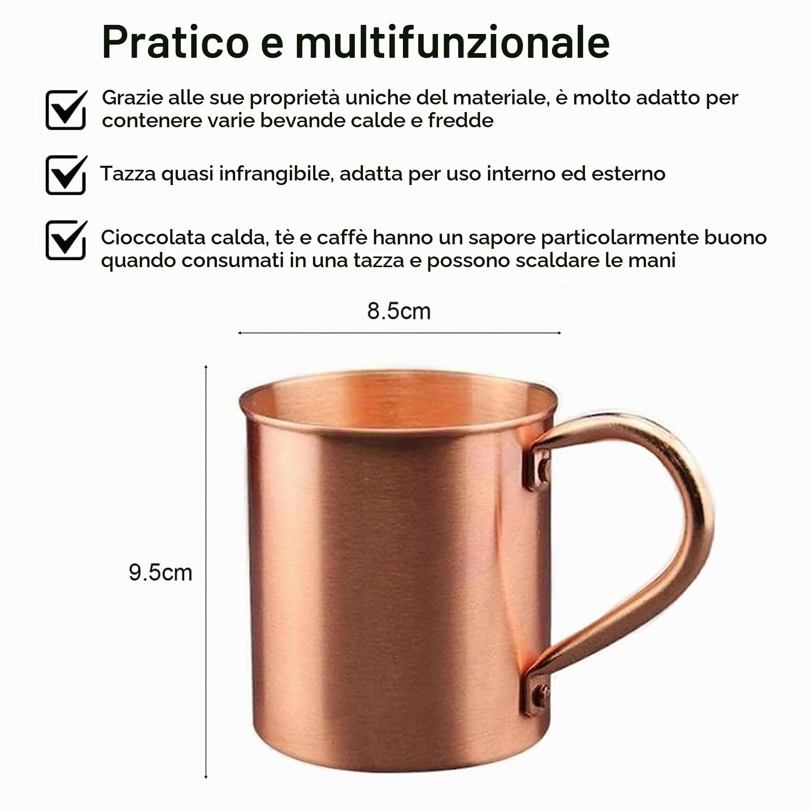 Bicchieri Moscow Mule 420ml, Acciaio Inossidabile Bicchieri Cocktail Senza Rivestimento con Bordo Arrotondato, Boccali Birra e per Ginger Beer, Fatto a Mano, Regalo