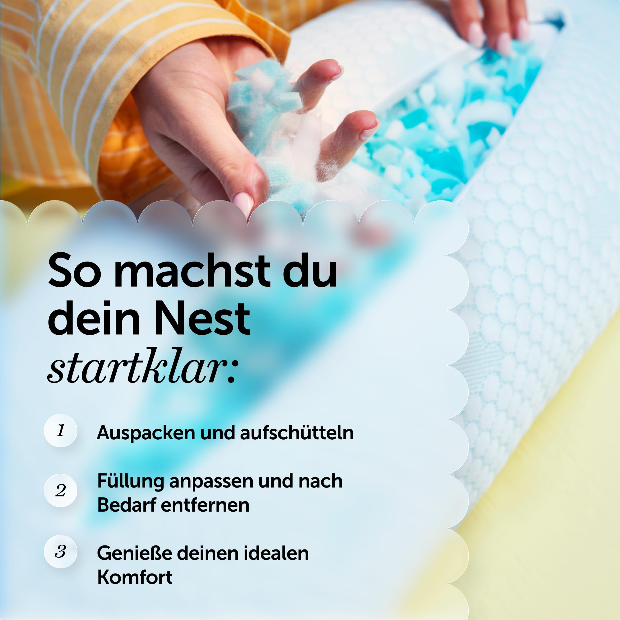 Cloudpillo Nest Körperkissen 150x24 cm - Memory-Foam-Kissen für Seitenschläfer, Schwangerschaft und Rückenschmerzen - Weiches Schlafkissen - Ergonomisches Bettkissen - Hypoallergen