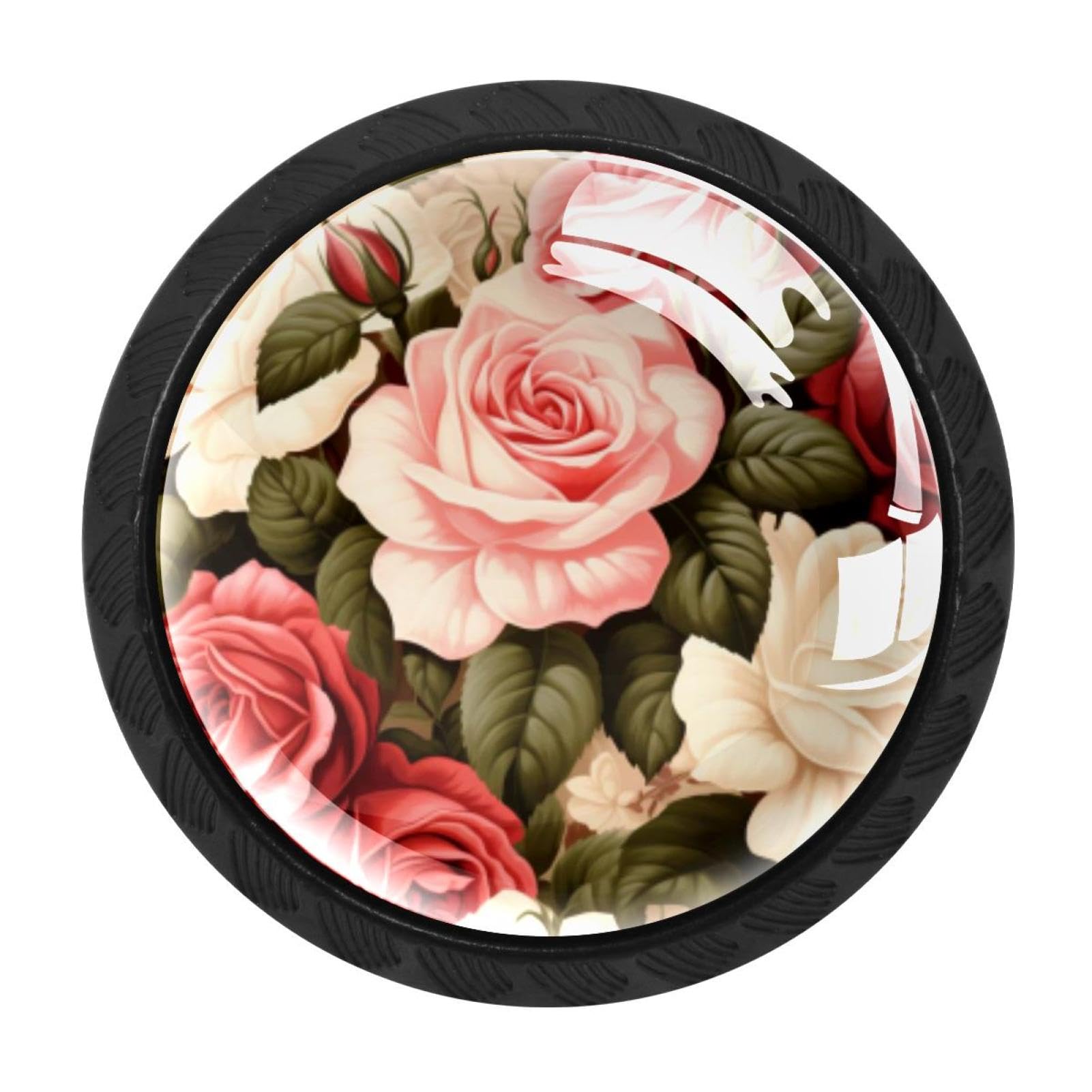Chenzzzz Multicolored 06 4 Pack Round Cabinet Knobs For Kitchen Bathroom Closet Dresser Cabinets, Rose