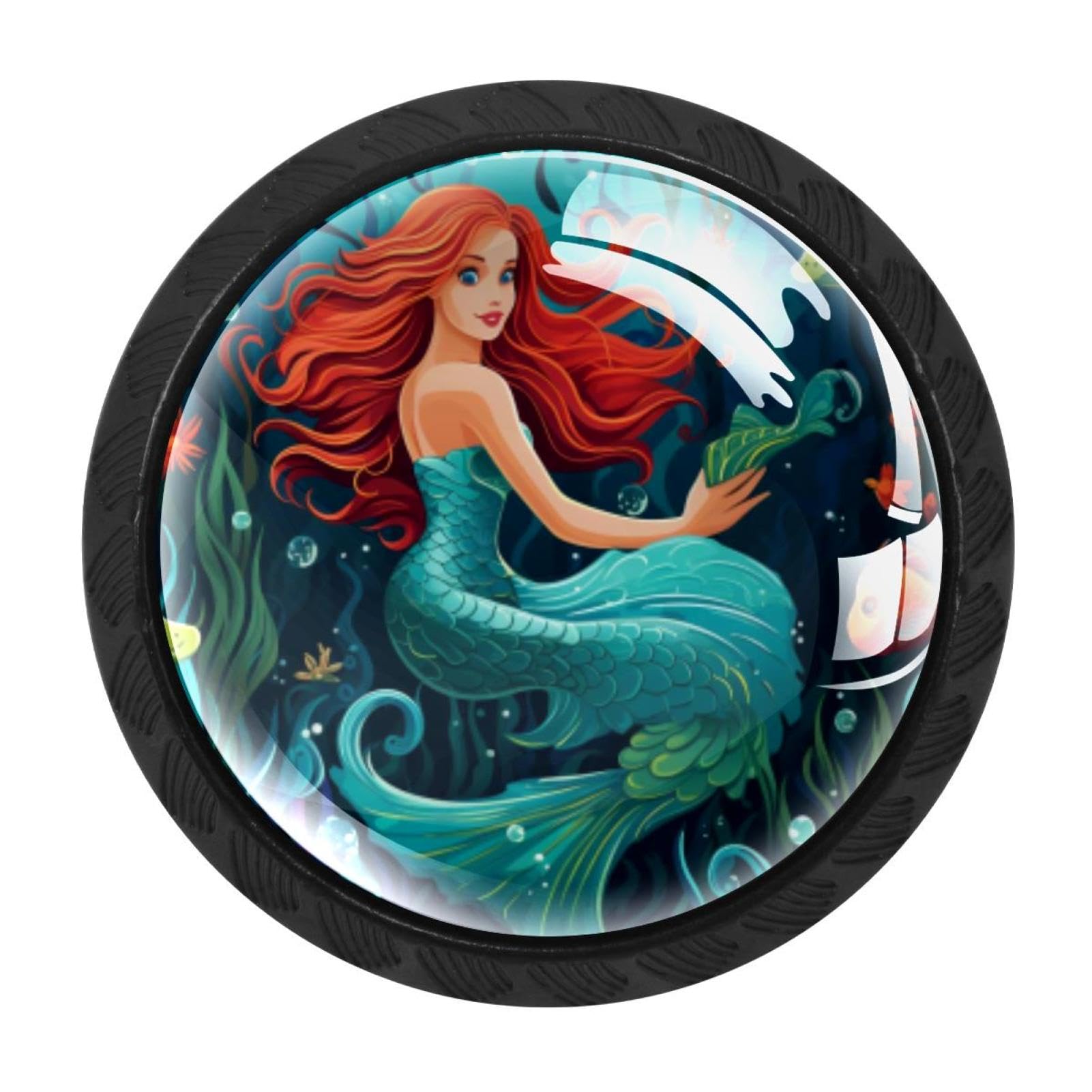 Chenzzzz Multicolored 12 Mermaid Drawer Knobs Pull Handle Crystal Glass Circle Shape Cabinet Drawer Pulls Cupboard Knobs With Screws For Kitchen Cupboard Dresser Wardrobe Etc