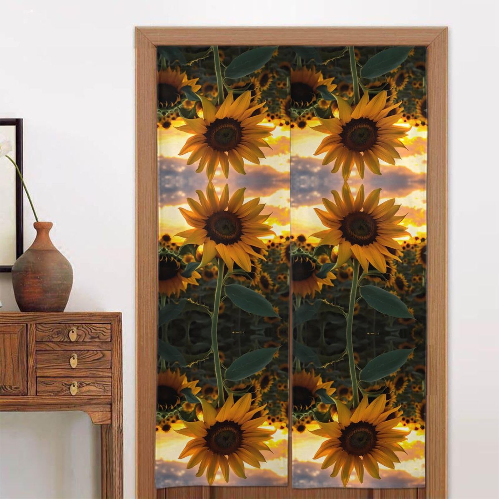 CNTDBU Farm Sunflower Door Curtain 34x56 Inch-Room Divider Panel for Privacy, Entryway Screen for Kitchen Bedroom