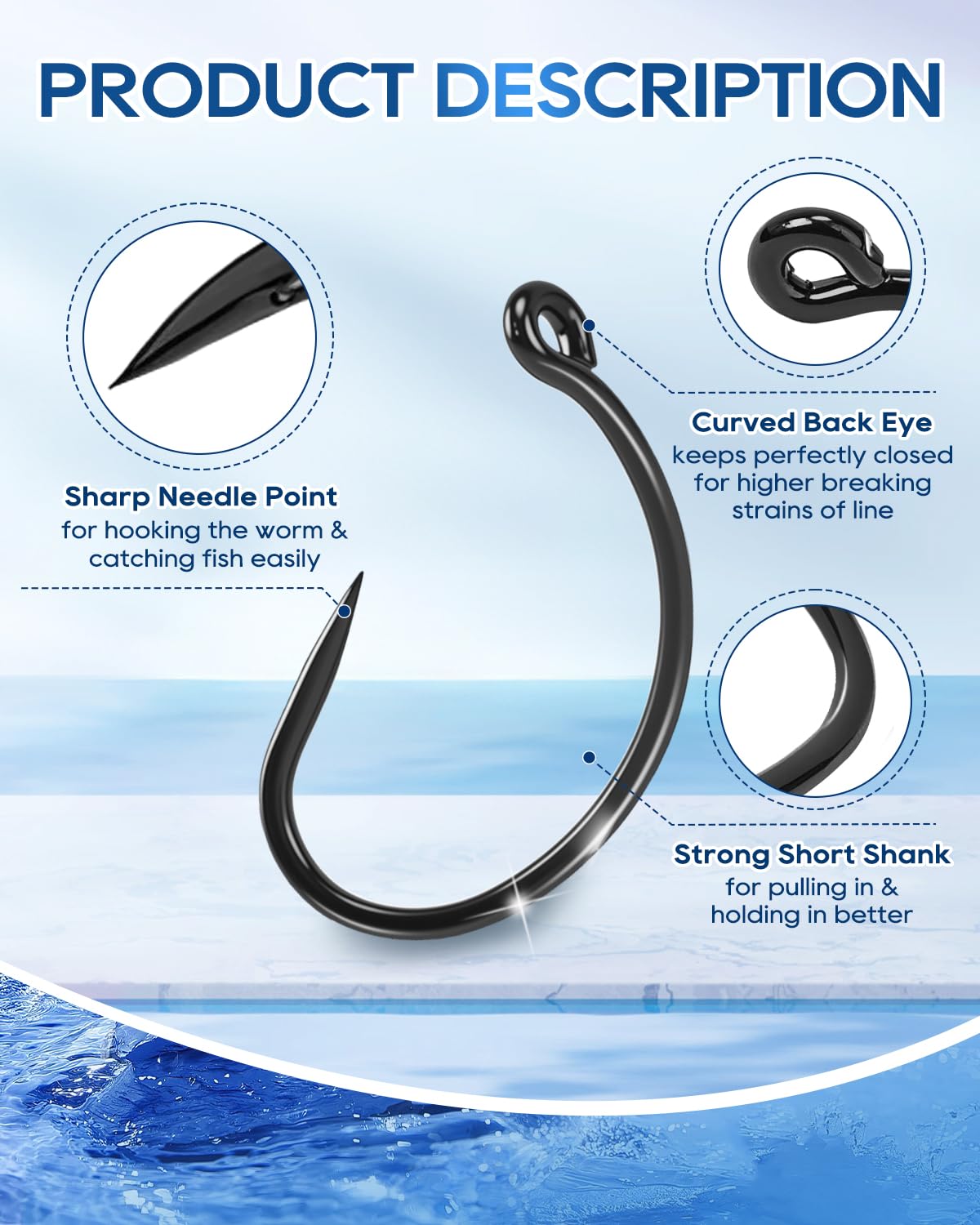 UCEC 190/220/260PCS Barbless Fishing Hooks, Carp Hooks Circle Curve Shank Fly Tying Fishing Hook Tackle Kit for Freshwater Saltwater Hair Rig Trout Size: 2# 4# 6# 8# 10#