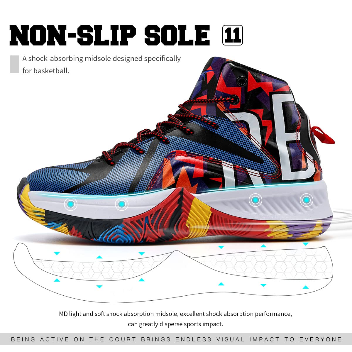 Zapatillas de baloncesto para niños niñas cómodas camuflaje 34 EU