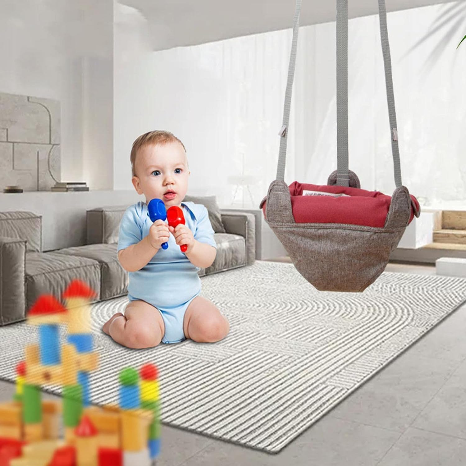 Ostin Baby Door Jumpers and Bouncers Swing Exerciser Set with Door Clamp Adjustable Strap for Toddler Infant 6-24 Months 1