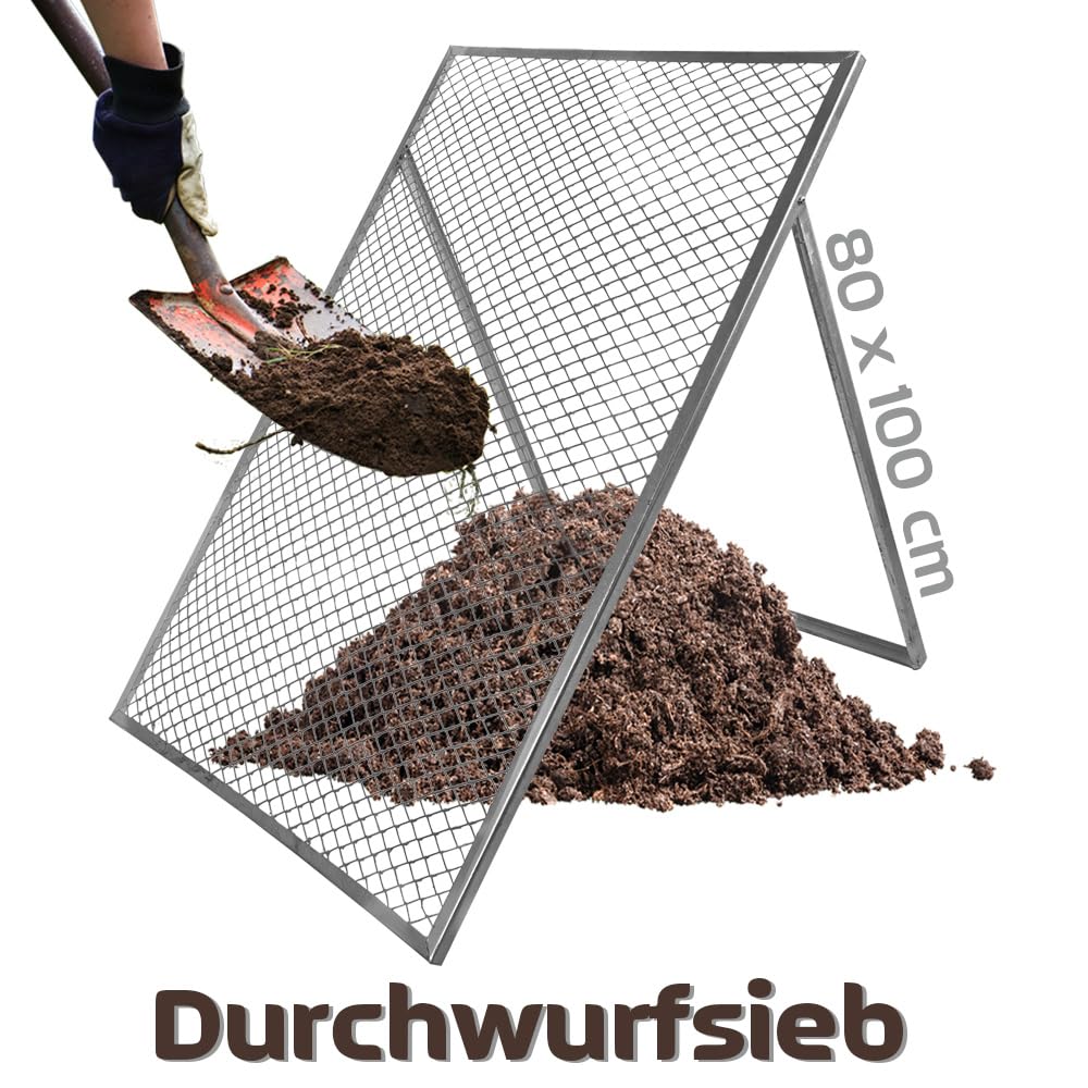 Colador de rejilla para compost, colador de tierra para compost, colador de compost, rejilla de metal, 80 x 100 cm