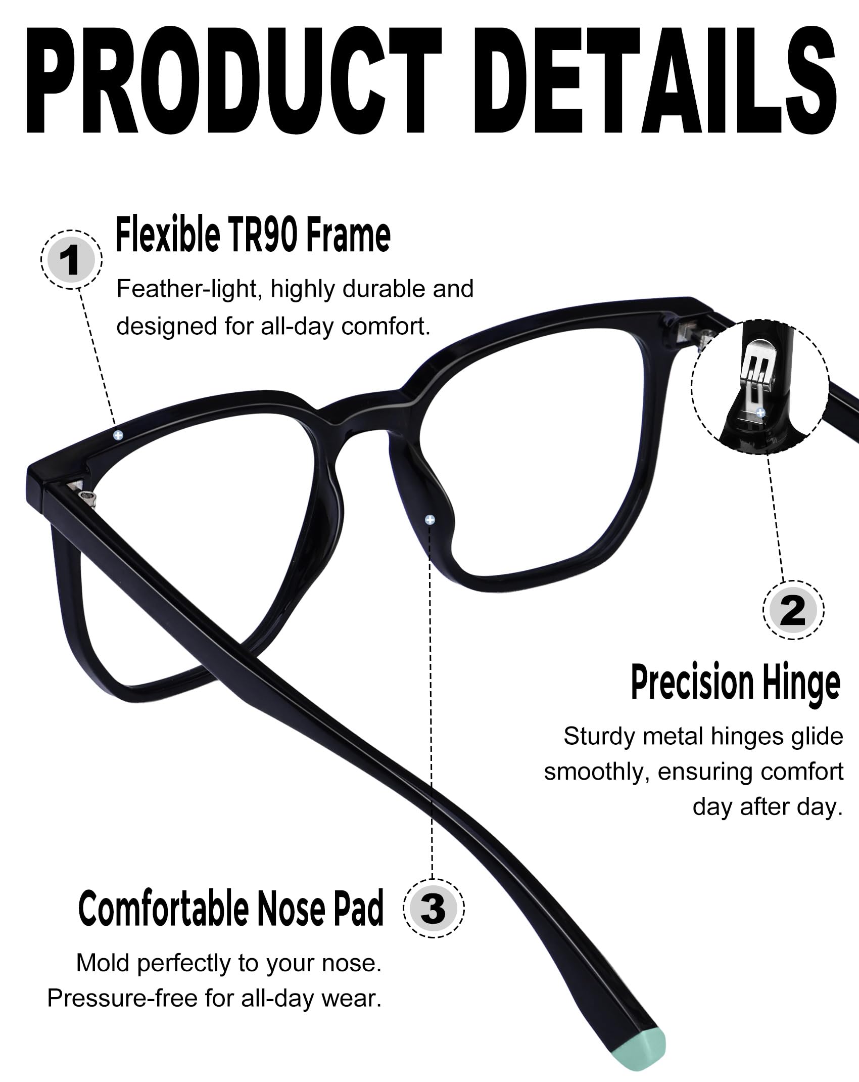 KANASTAL Occhiali Filtro Luce Blu Uomo Donna Computer Quadrati Grandi Trasparenti TR anti Affaticamento Blue Light Blocking Glasses Per PC Gaming TV