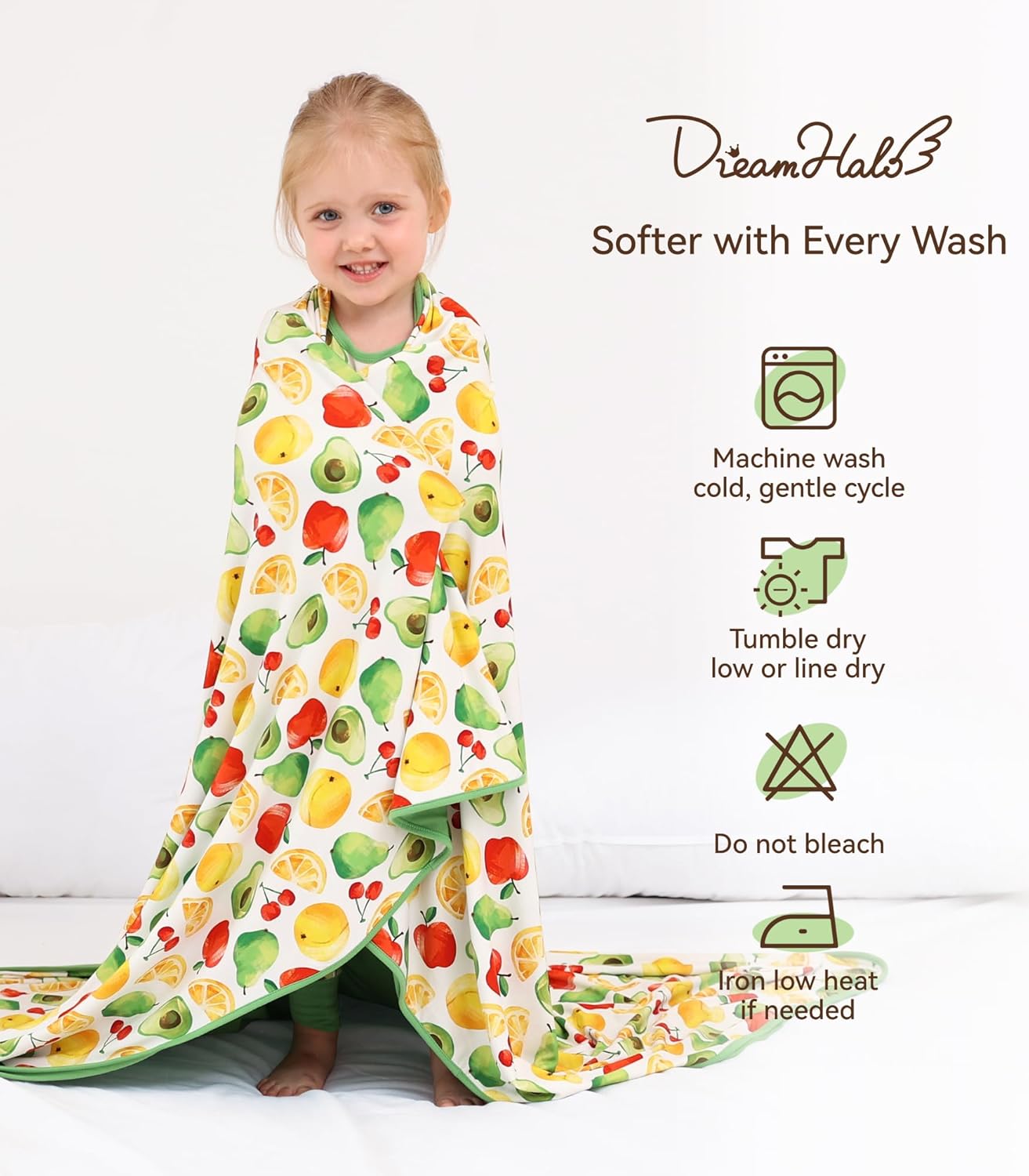 Premium Baby Blankets, Soft Viscose from Bamboo Blanket for Boys and Girls, Nursery Crib Bedding Quilt for Newborn and Toddler, Cooling for Hot Sleepers, 50'' x 50'' Fruit