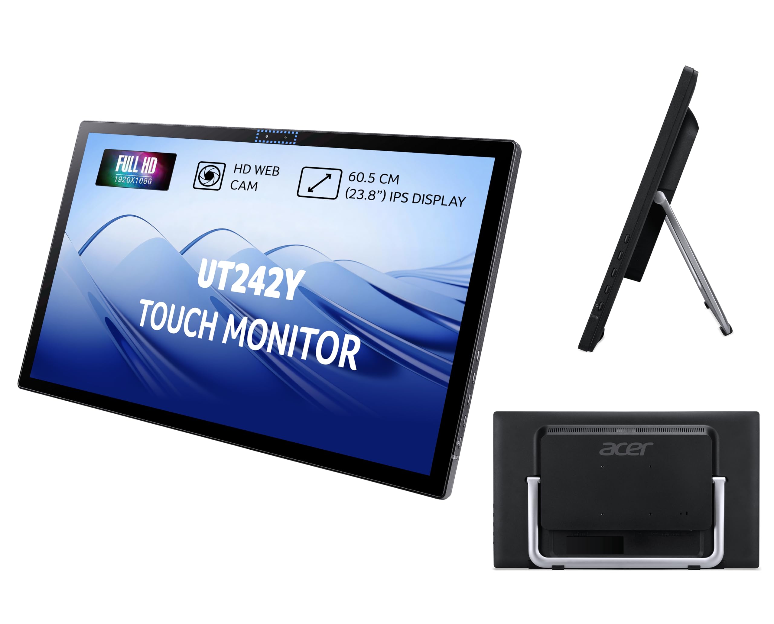 acer UT242Y 23.8 Inch Touch Screen Monitor | Full HD IPS | 10-Point Multi-Touch | Built-in HD Webcam & Mic | 7H Scratch-Resistant Glass | 75Hz AMD FreeSync | HDMI, DP, USB HUB | Speakers | Black-image-44