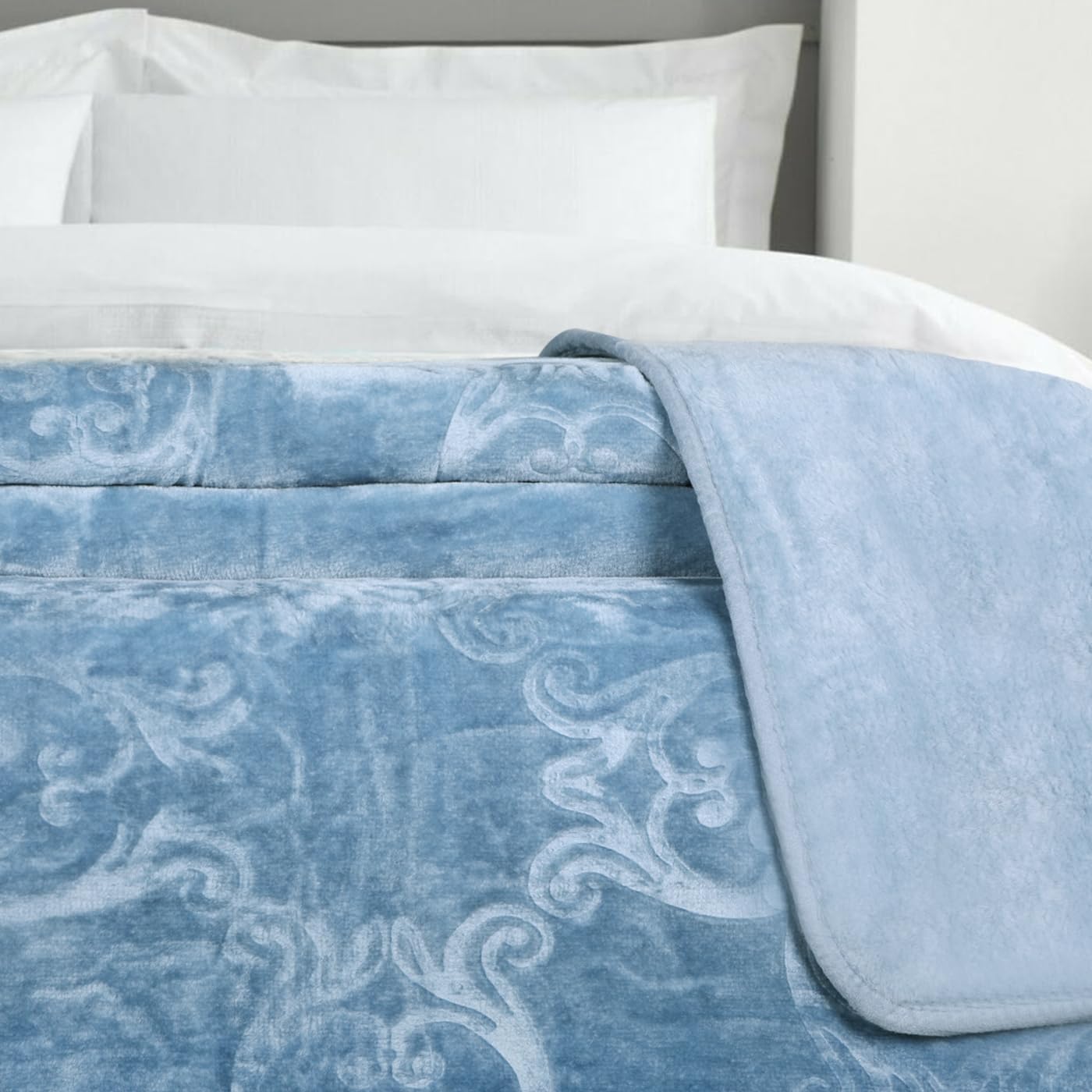 MERCURY TEXTIL-Manta para Sofá de 180x230 cm, Manta Caliente para Cama Reversible, Manta Grande Multiusos Suave, Gruesa. (Azul)