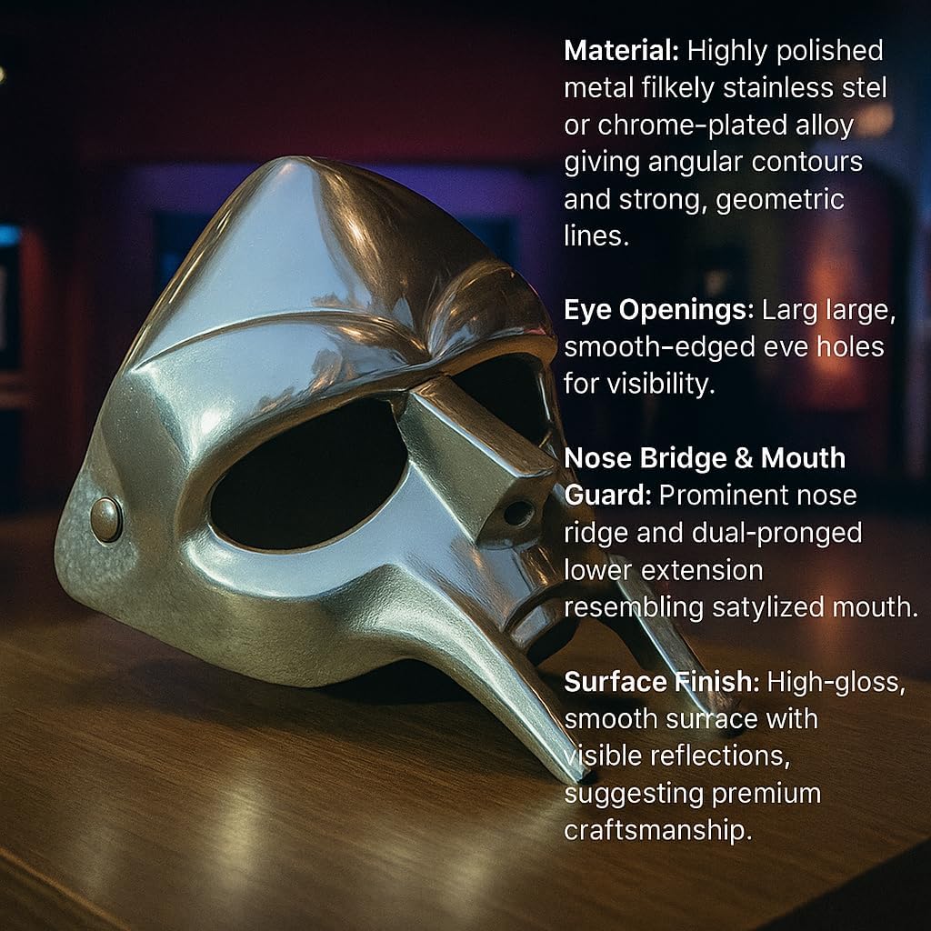 MF Doom Mask Roman Gladiator Helmet, Medieval Knight Viking Steel Face Mask for Men & Women, Reenactment Cosplay Armor Costume Prop for Halloween Party - Image 2