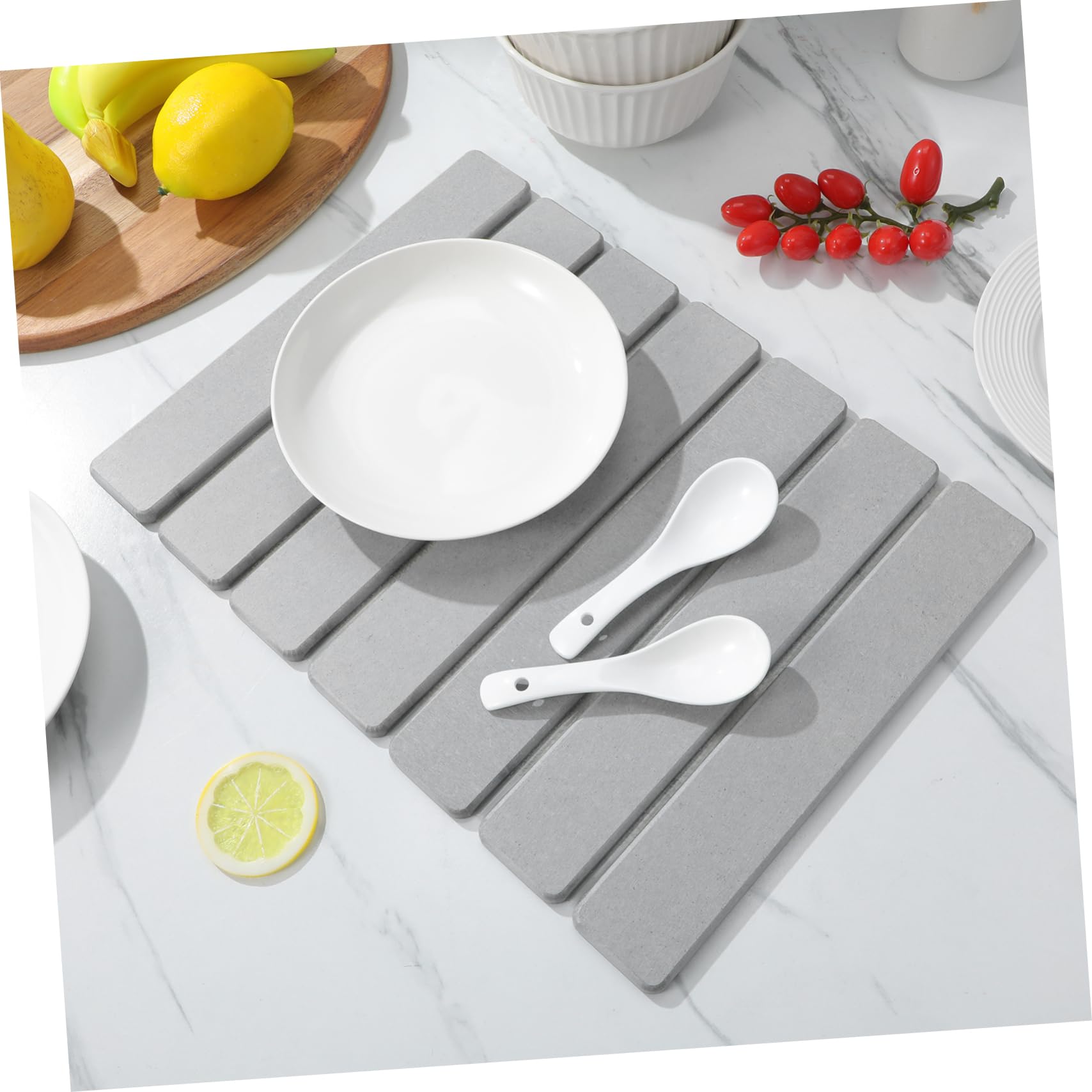 Do Suszenia Naczyń Stone Dish Drying Mat Na Blat Kuchenny - Składana, Szybkoschnąca Na Blat - Ultrachłonna Okrzemkowa Do Naczyń, Butelek, Kubków