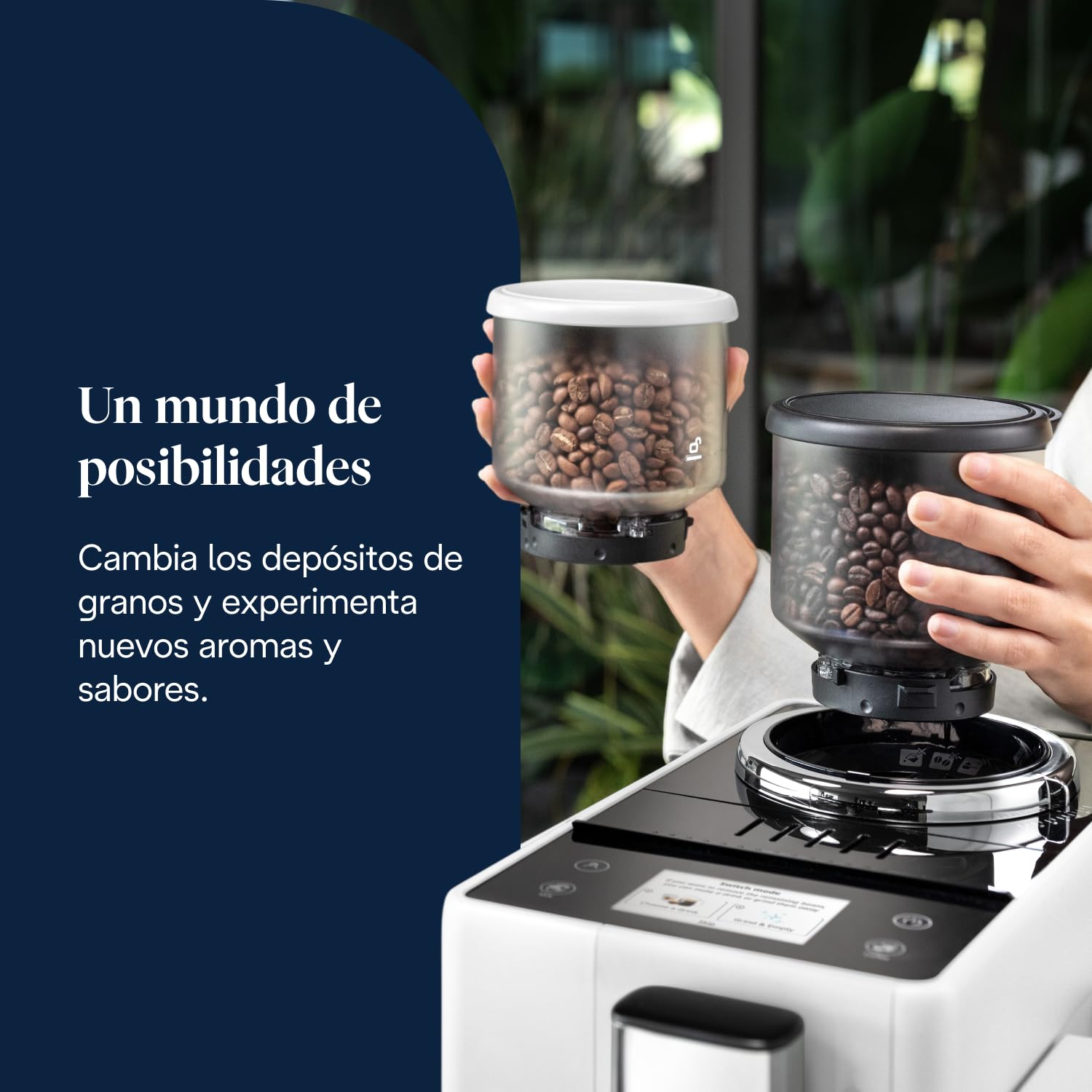 De’Longhi Rivelia – Cafetera Superautomática, LatteCrema Jarra de leche automática, 16 Bebidas One-Touch, Pantalla Táctil, Depósitos de Granos de Café Intercambiables, Blanco (EXAM440.55.W) — view 6