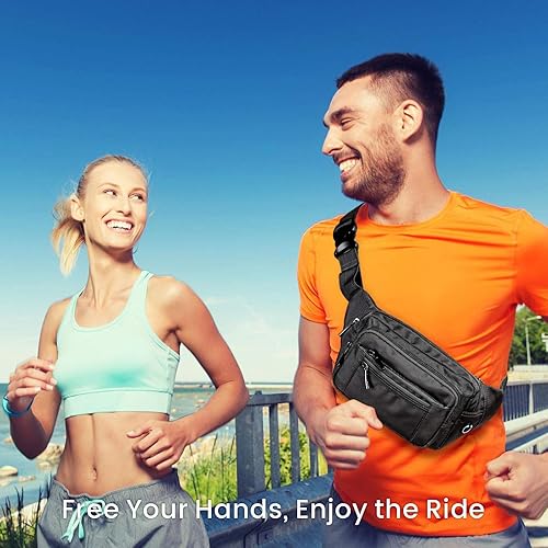 Miniatura 7 de Packism Riñonera para mujeres y hombres  Riñoneras para mujer con cinturón cruzado en todas partes con 6 bolsillos con cremallera, talla grande y