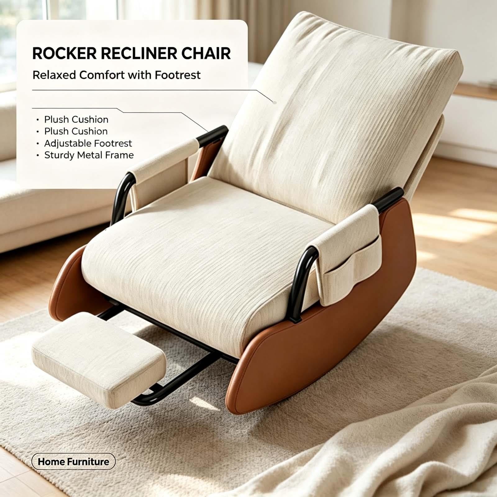 Fauteuil à bascule avec repose-pieds, fauteuil inclinable ergonomique