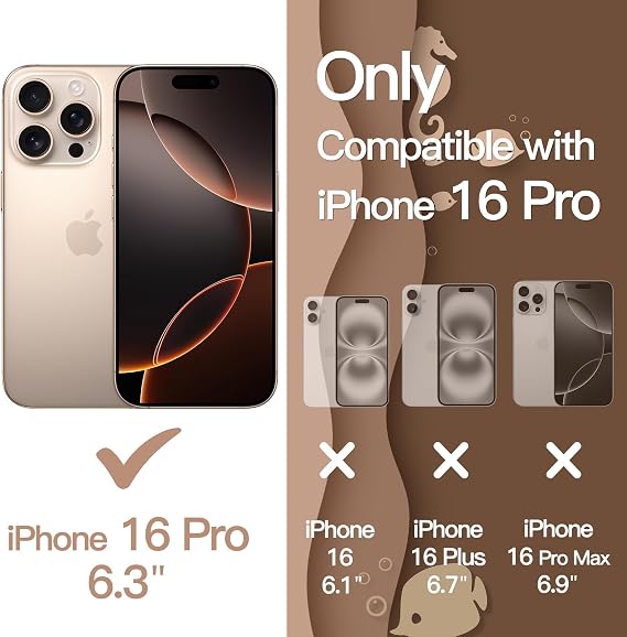 JETech Wavy Case for iPhone 16 Pro, Desert Titanium