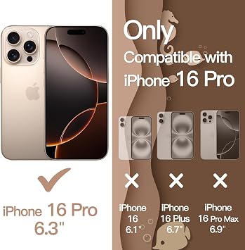 JETech Wavy Case for iPhone 16 Pro, Desert Titanium