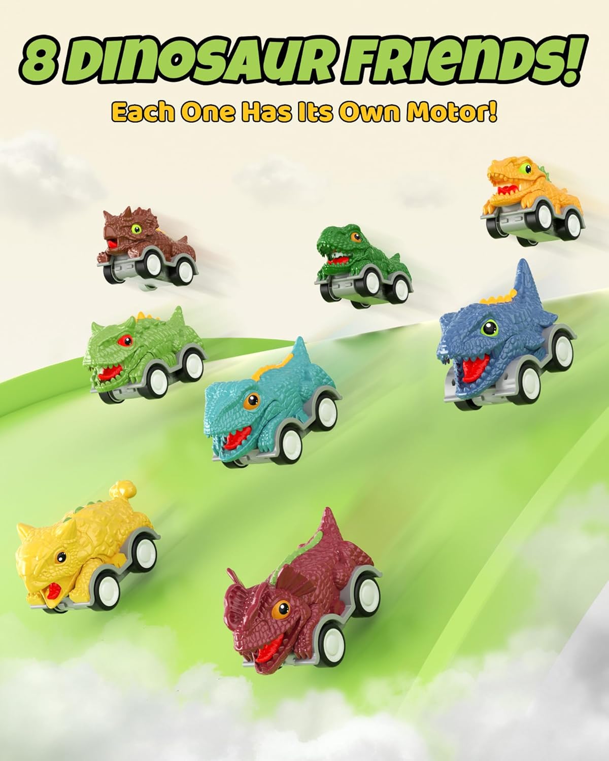 Dinosaur Toys for Kids 3-5, Toddler Boy Toys, Dinosaur Carrier Truck with 8 Pull Back Cars, Transport Carrier Truck for Toddlers, Birthday Gifts with Music & Lights for 2 3 4 5+ Year Old Boys