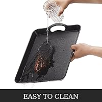 Vista 3 de Bandeja de plástico para servir con asas, paquete de 3 bandejas para servir desayunocafé, juego de platos para servir, negro, 16.5 x 11 pulgadas