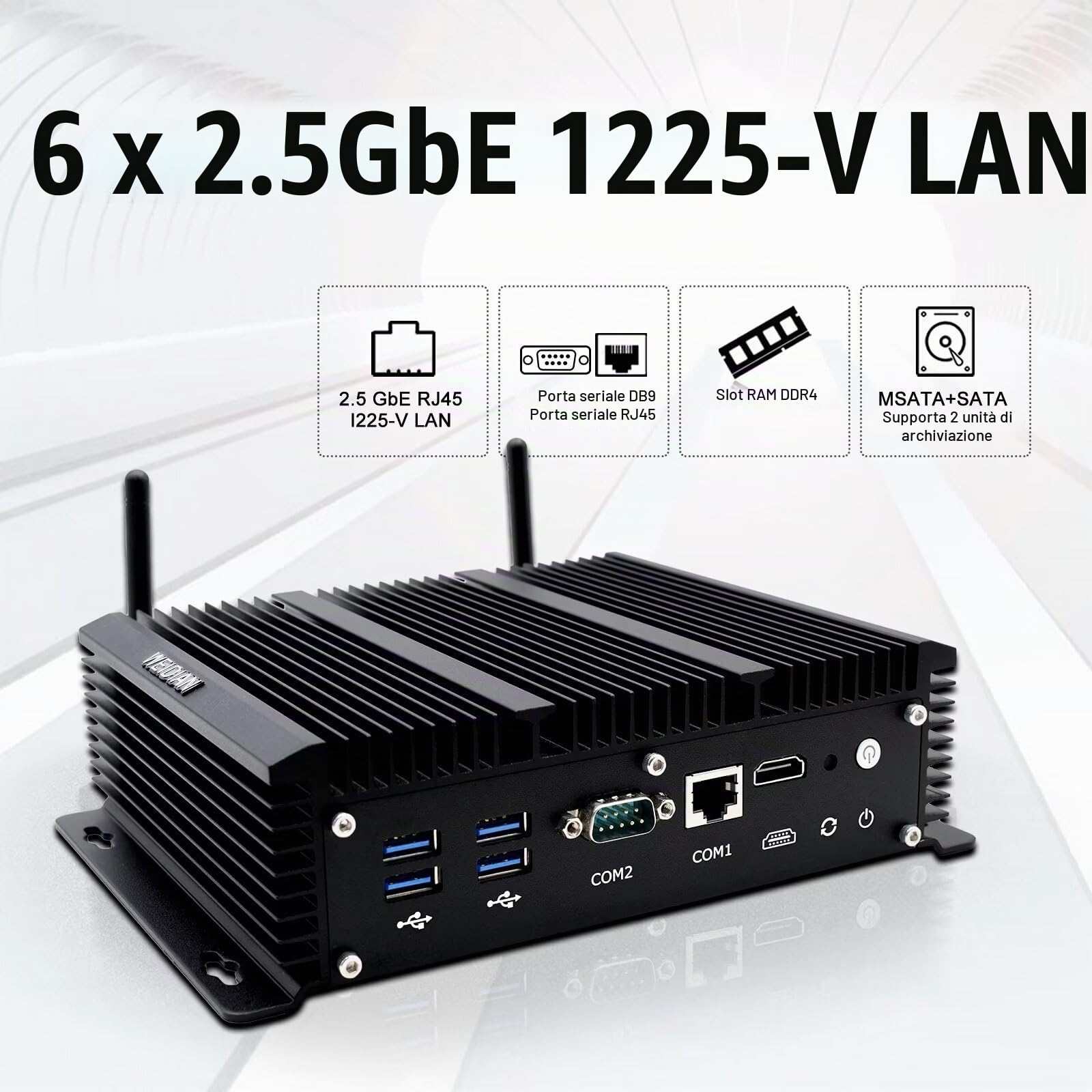 WEIDIAN Firewall PC Micro Appliance 2.5G, Fanless Computer 6 x 2.5GbE I225-V Port, Industrial PC Core i3-8140U, HD, USB3.0, WiFi, SIM Slot, Compatible With OPNsense etc (8GB RAM 128GB SSD)