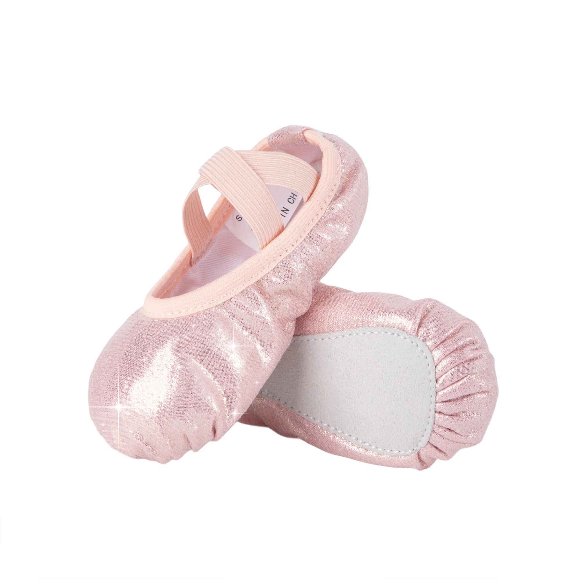 Chaussures de Ballet pour Filles avec Bandes élastiques Semelles Plates pailletées Chaussons de Danse pour Femmes Enfants Tout-Petits et Adultes