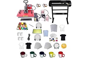 INTBUYING 6-in-1 Graphic T-Shirt Printer Machine Printing Cutter Kit for Small Business