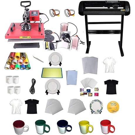 INTBUYING 6-in-1 Graphic T-Shirt Printer Machine Printing Cutter Kit for Small Business