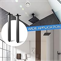 Vista 6 de Treela Brazo de ducha recto negro mate de 12 pulgadas con brida, brazo de ducha cuadrado montado en el techo, brazo de extensión de 1/2 NPT, brazo