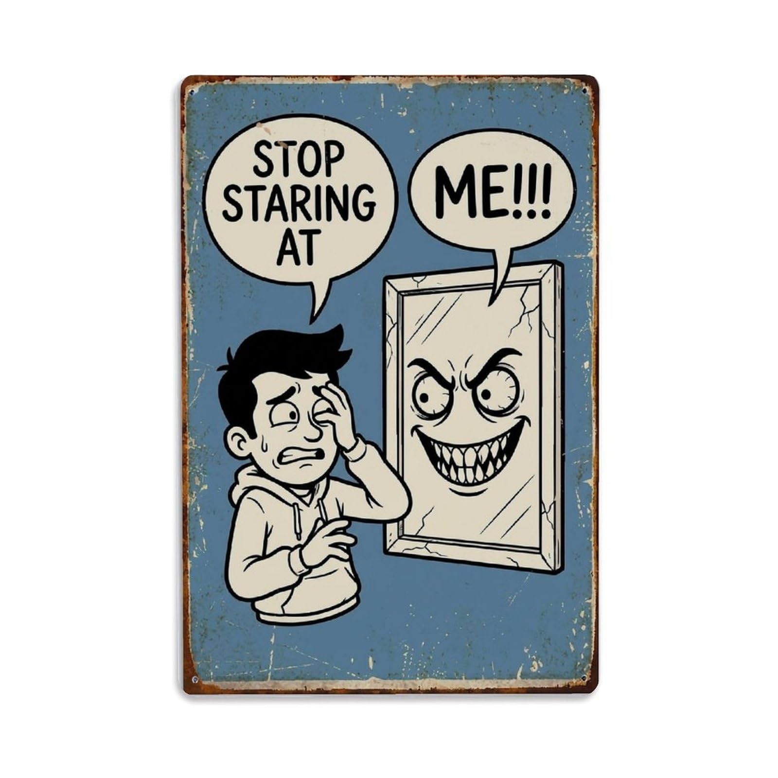 Stop Staring At Me Funny Vintage Humorous Toilet Metal Tin Sign