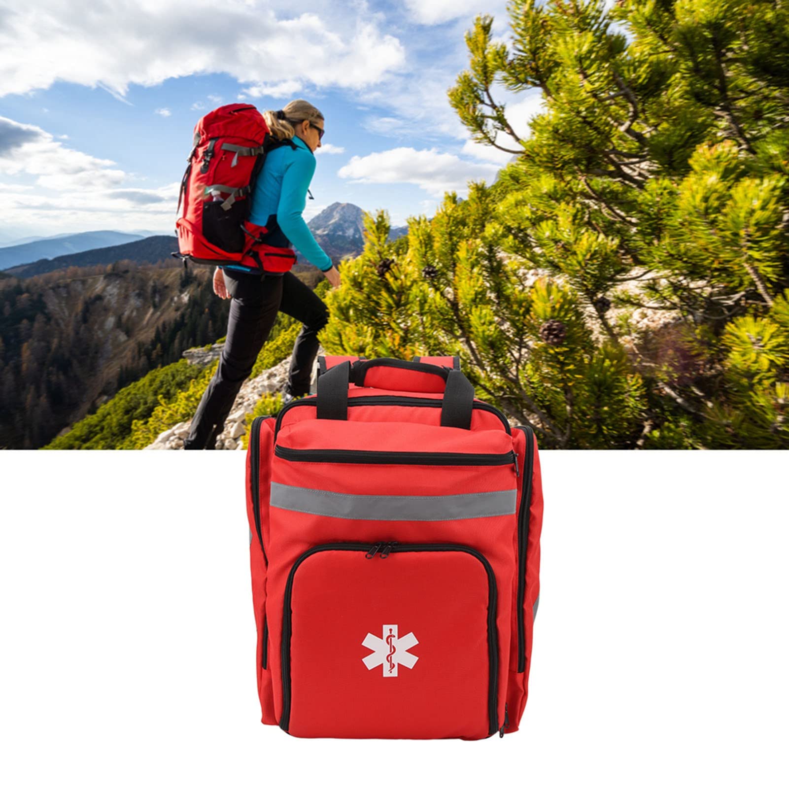 Große Notfalltasche, Weit Verbreitete Ersthelfertasche mit Großer Kapazität, Rot, für Reisen