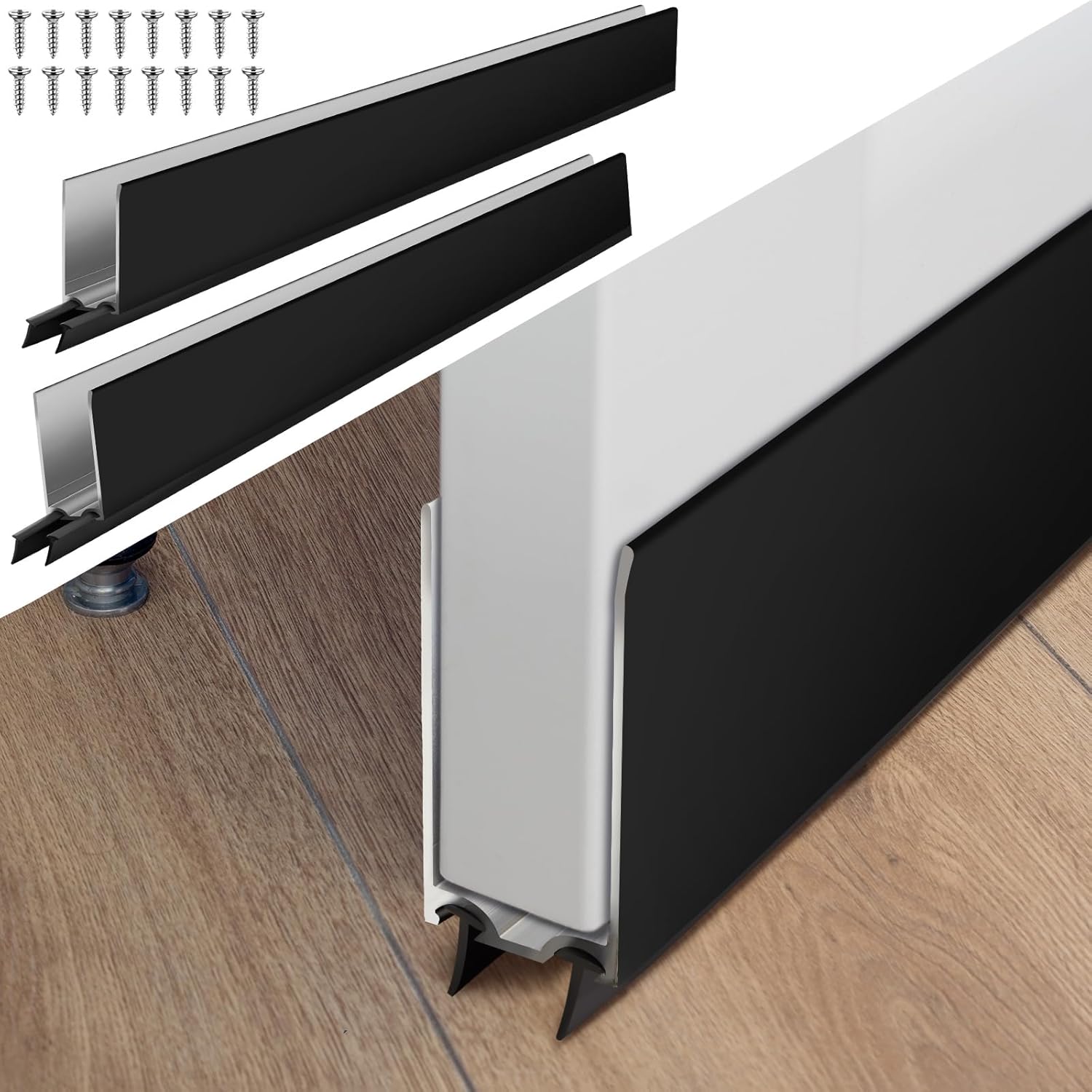 1" x 35.5" Storm Door Sweep Replacement Bottom Sweep Aluminum Expander for Security Storm Door Weatherstripping(Black,1 Pack) 35.5" Black 1