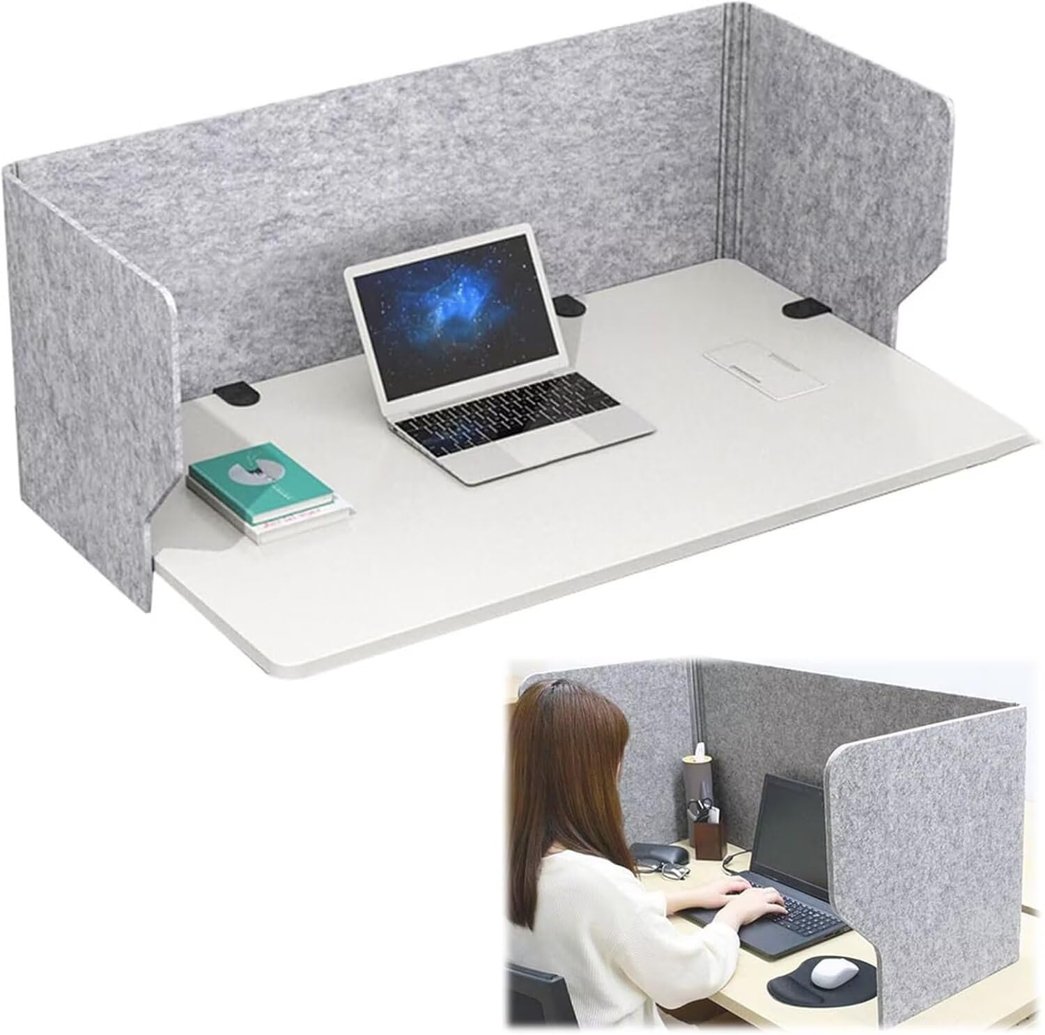 GJZQDKX Clamp-On Privacy Panels | Sound Absorbing Desk Dividers for Cubicles | Office Partition Screens for Enhanced Privacy & Noise Reduction