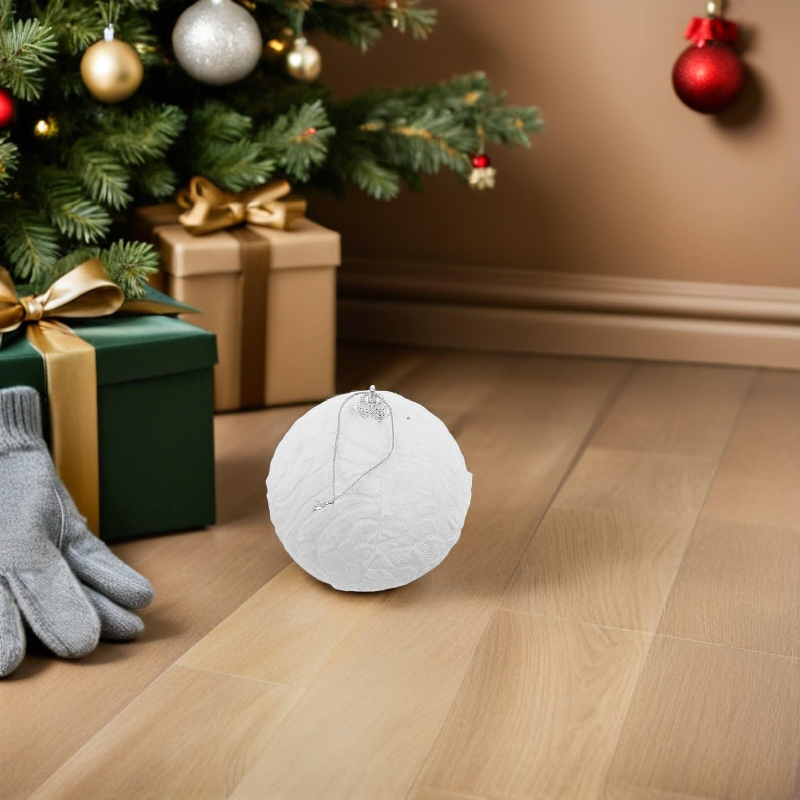 NUOBESTY 12pezzi Palline Bianche per Albero di Natale Ornamenti in Pizzo Infrangibili Mini Palline da Appendere per Decorazioni di Festa Accessori per Albero di Natale