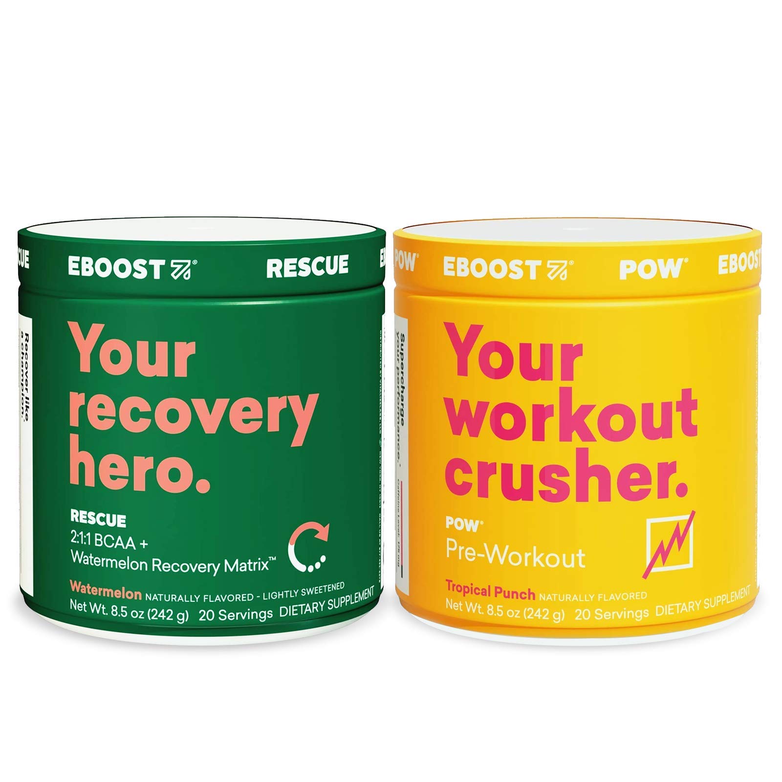 EBOOSTPOW Pre-Workout and Rescue BCAA Tub Bundle - Pre and Post Workout Supplement Powder for Performance, Joint Mobility, Support Recovery and Energy - Non-GMO, Gluten-Free, No Creatine