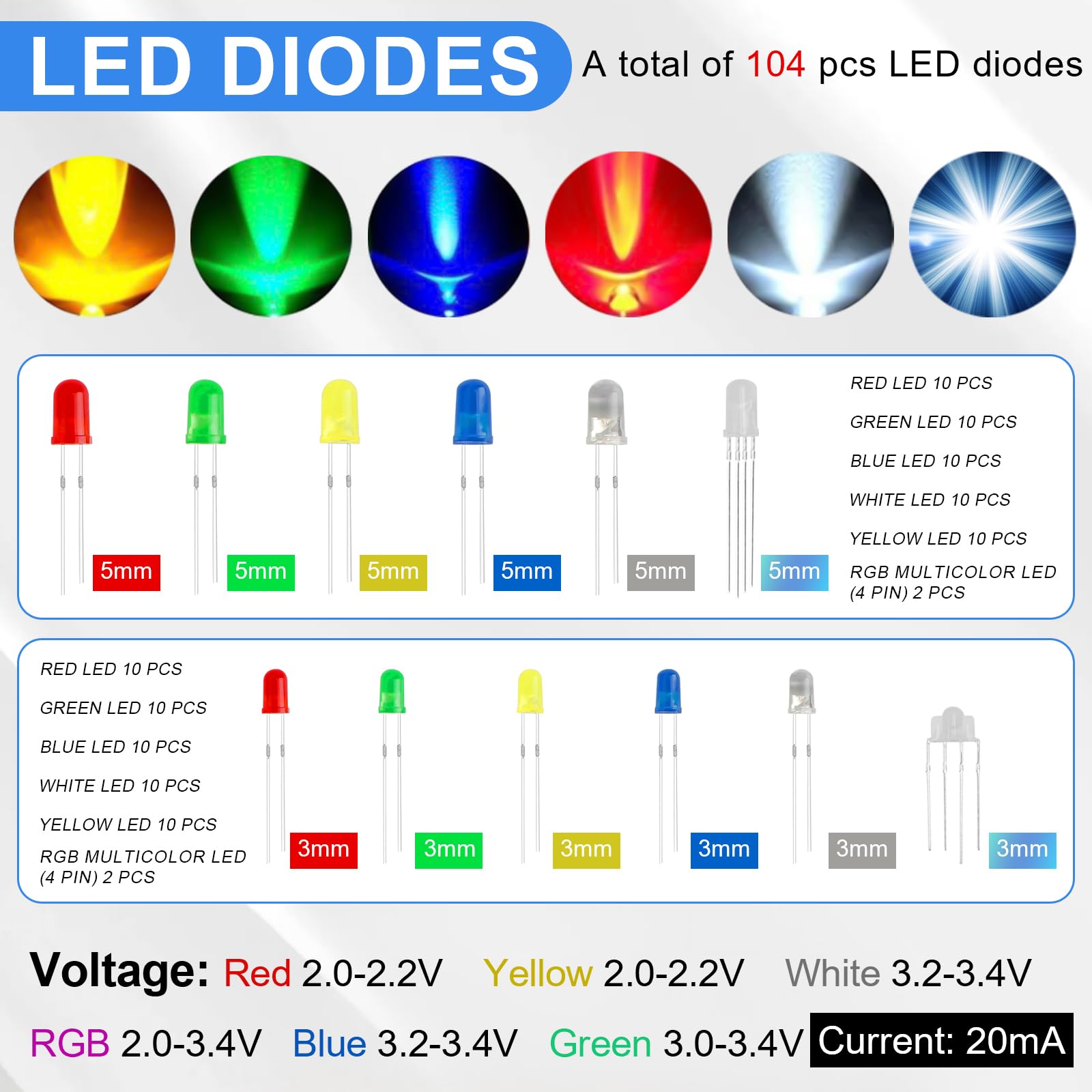 Assortimento di 1780 componenti elettronici con resistenza a strato metallico, condensatore, diodi, diodi luminosi LED, kit potenziometro, transistor, circuito stampato, Summer, Triode