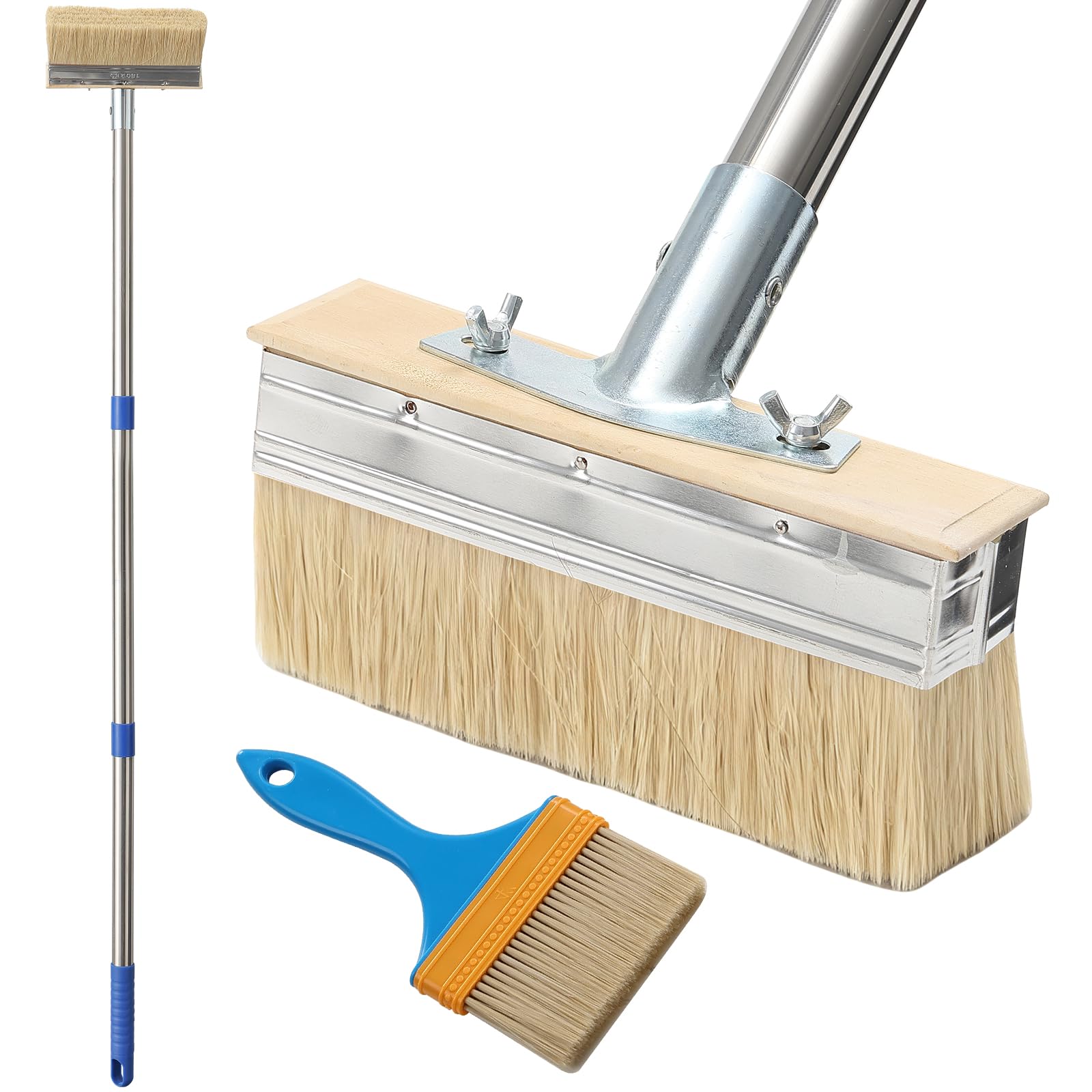 Pennello per superfici con manico lungo, 163 cm, pennello da soffitto con 8 cm, pennello applicatore a colori, per pareti, armadi, porte, recinzioni, terrazze