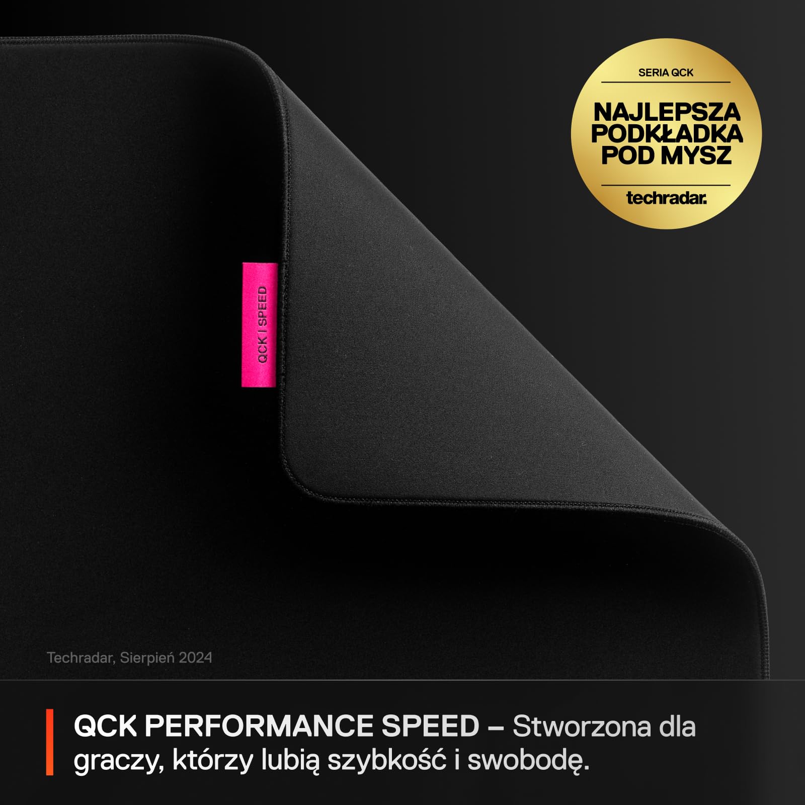 SteelSeries, podkładka QcK L Performance Speed - Dodatkowa gęstość dająca poślizg - Niskoprofilowe przeszycia krawędzi - Antypoślizgowa podstawa z neoprenu - Rozm. 490 x 420 mm - FPS, MOBA, RTS, MMO