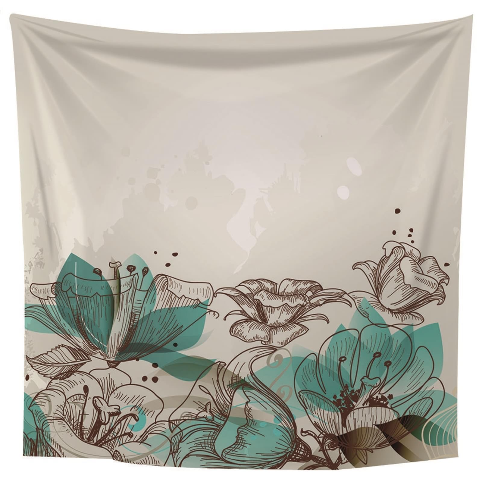 Lieson Arazzo Decorativo, Arazzo Decorativo da Parete 260x240CM Fiori Pittura A Inchiostro Tappeto Parete da Appendere Alla Parete Per Decorazione Della Casa, Grigio Verde