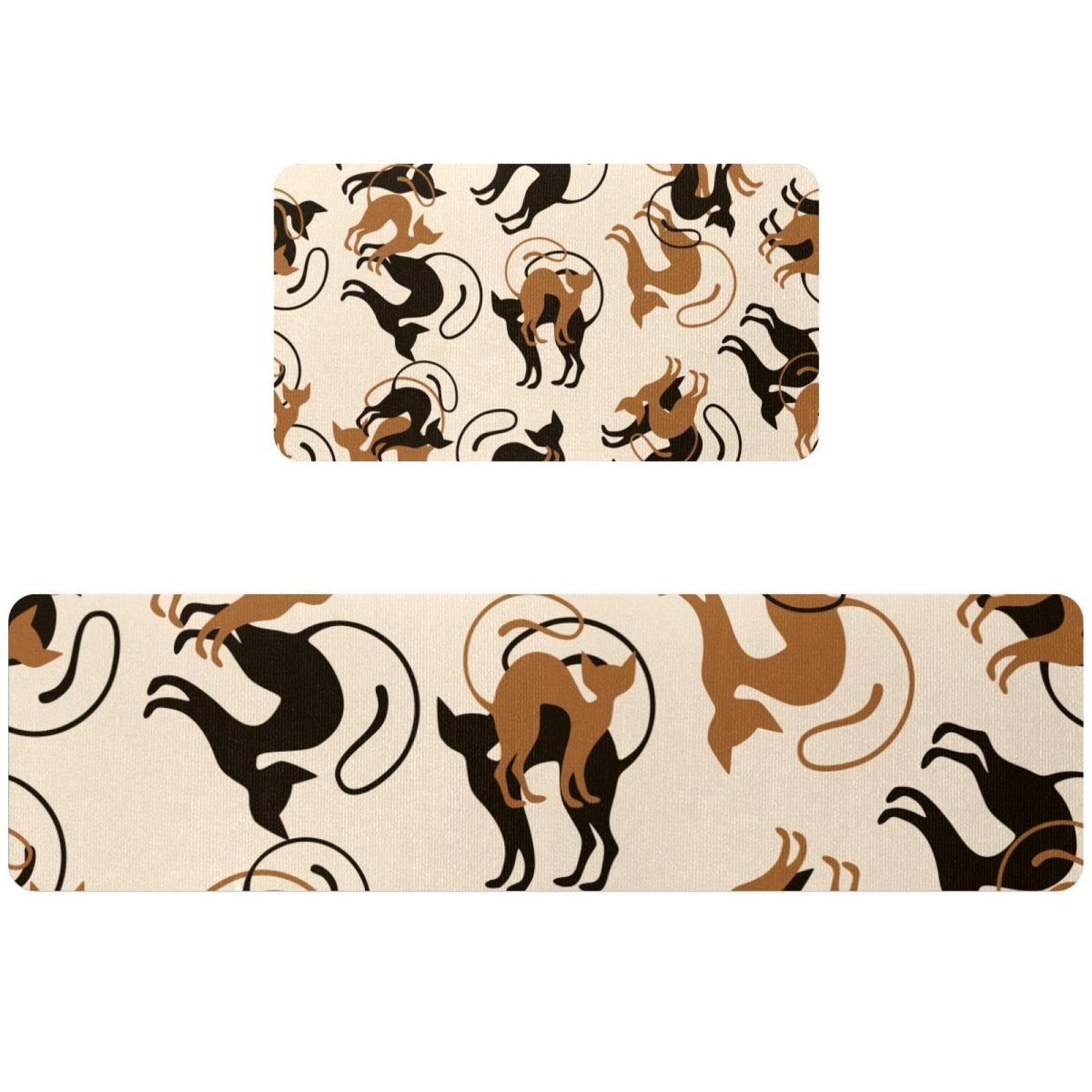 Tapis de cuisine chat antidérapant et lavable : lot de 2 tapis absorbants pour la maison