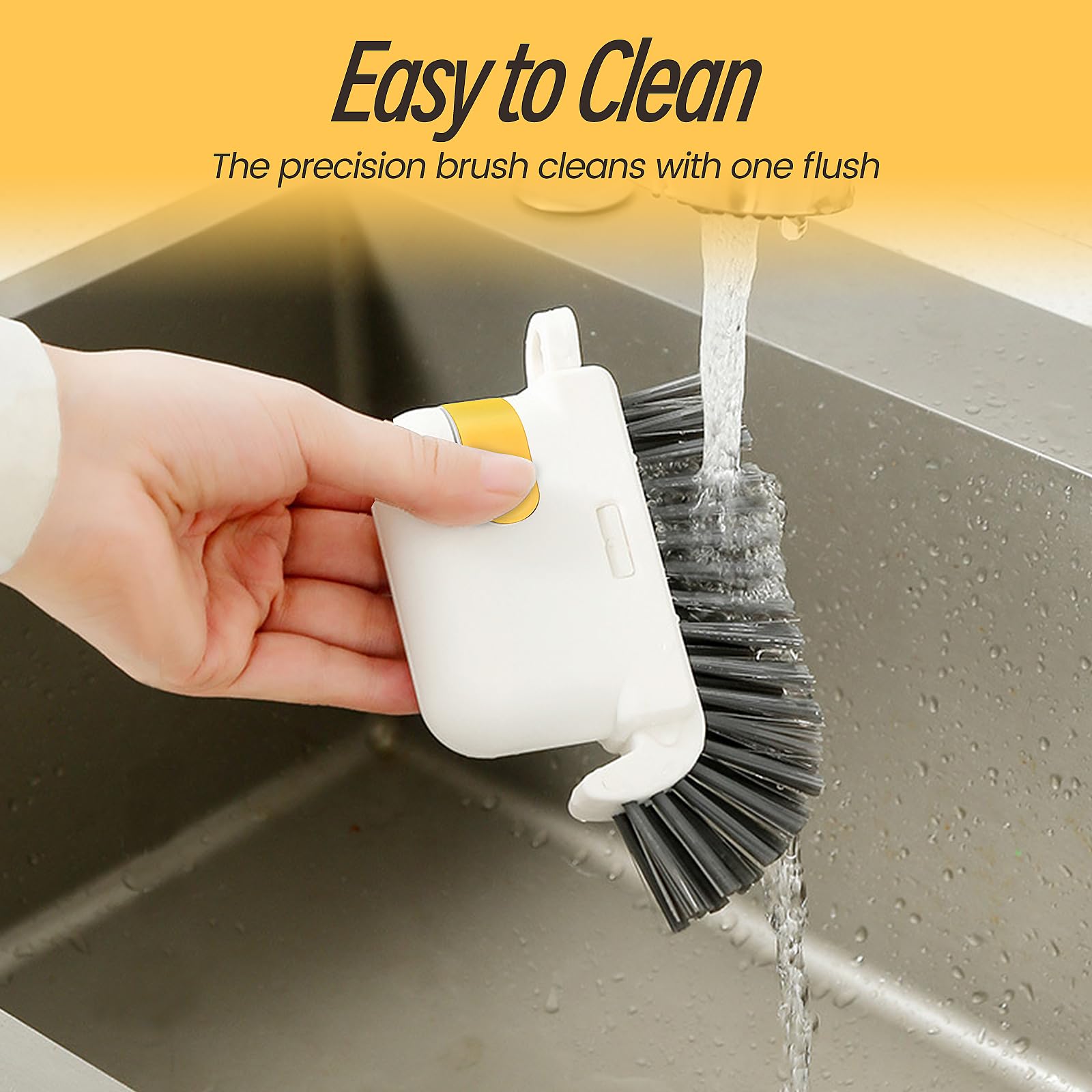 Spazzola 2 In 1 Per Pulizia Scanalature Finestre - Con Raschietto, Per Piastrelle E Guide Scorrevoli, Gialla - Foto 6