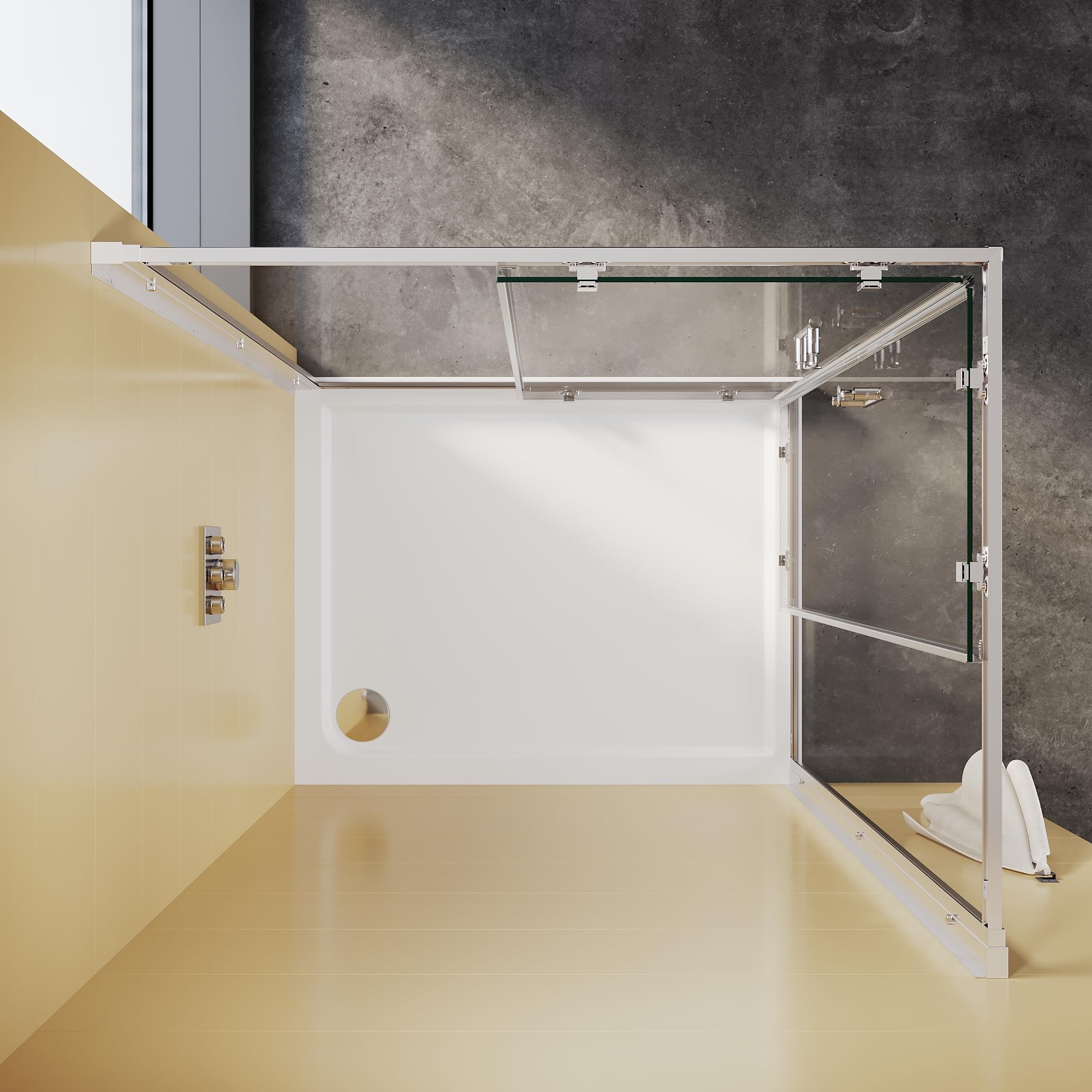 Cabina Doccia Angolare Moderna 76x90 con Doppie Ante Scorrevoli, Vetro Temperato 5mm Altezza 195cm - Elegante Soluzione Salvaspazio per Bagno