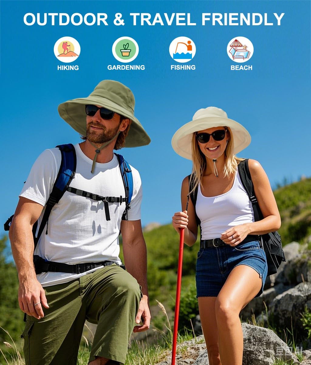 Sun Hats for Women, Wide Brim Waterproof Bucket Hat, Summer Beach Packable Ponytail Hat,UPF 50+ UV Protection - Image 6