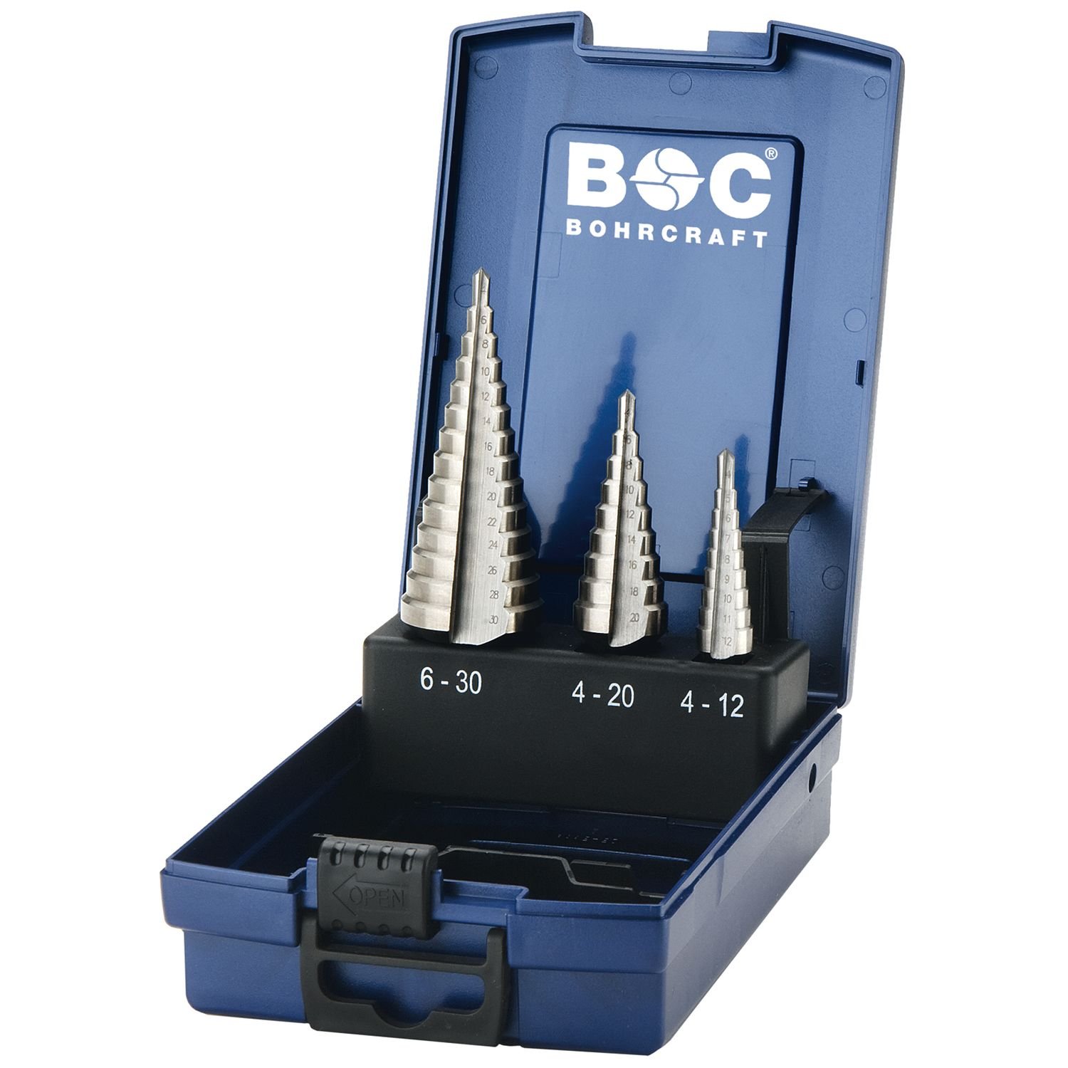Bohrcraft Jg. brocas escalonadas HSS, caja ABS // # 1-2A - 3A /3-uds.