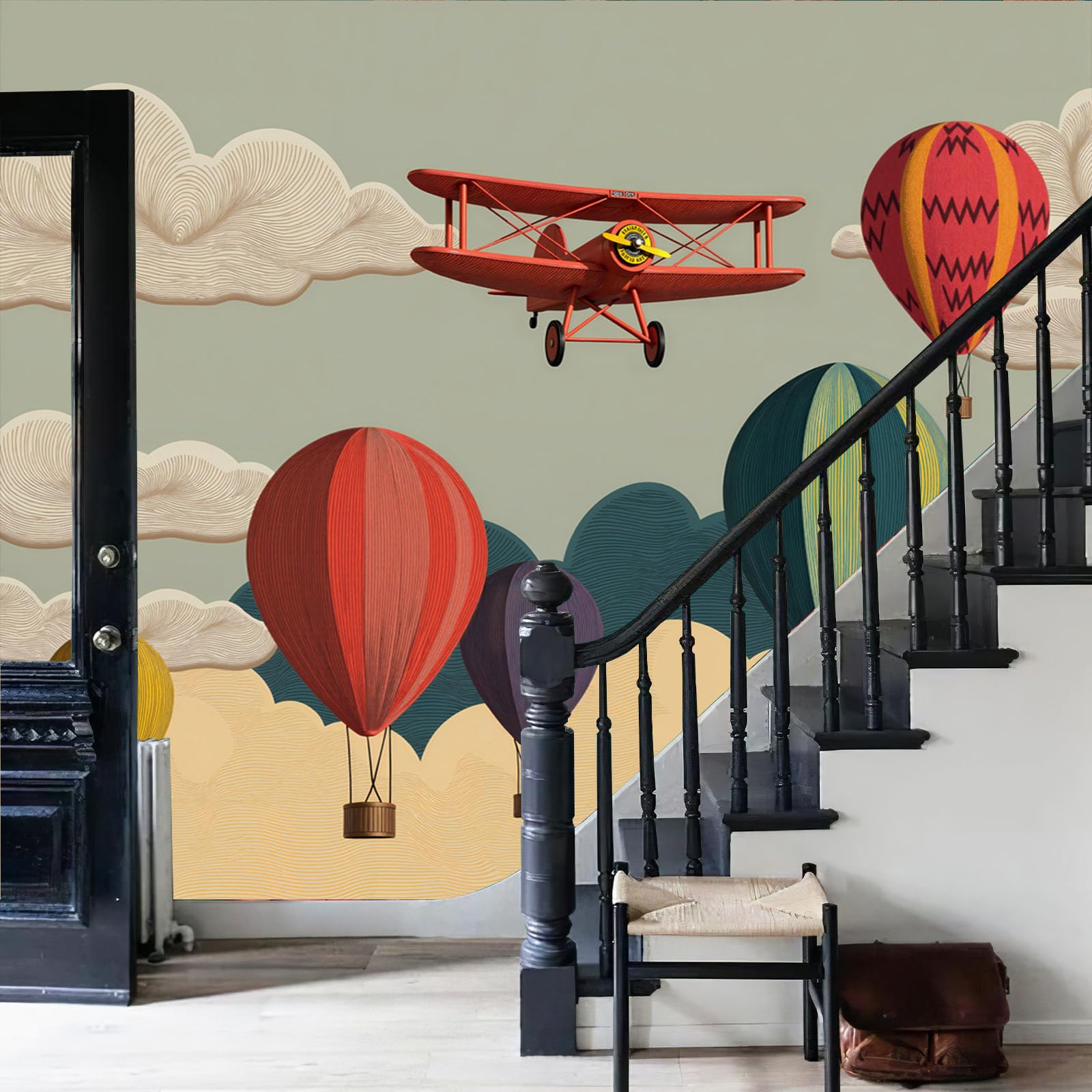 Papier Peint Panoramique Montgolfières : Une Tapisserie Romantique et Amusante