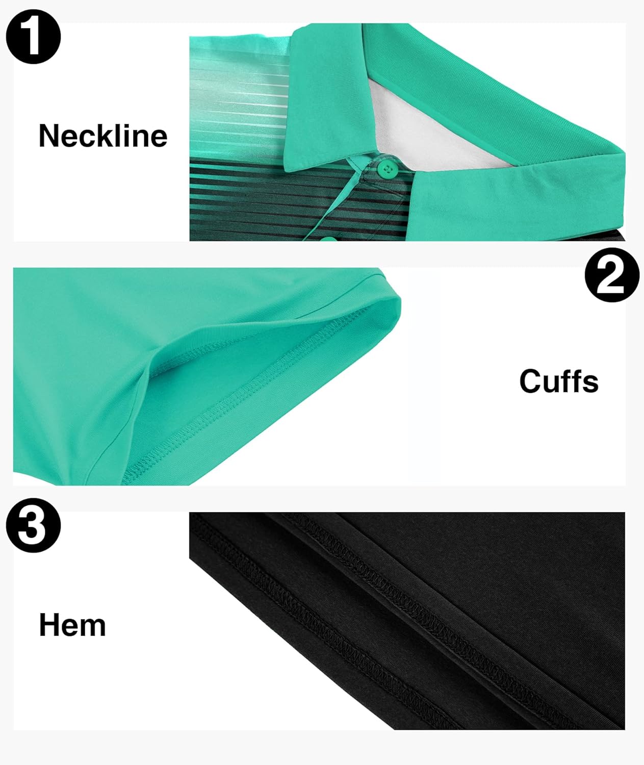 ZITY Mens Golf Shirt Short Sleeve Sport Moisture Wicking Performance Print Golf Polo Shirts for Men Collared Casual T-Shirt - Image 3