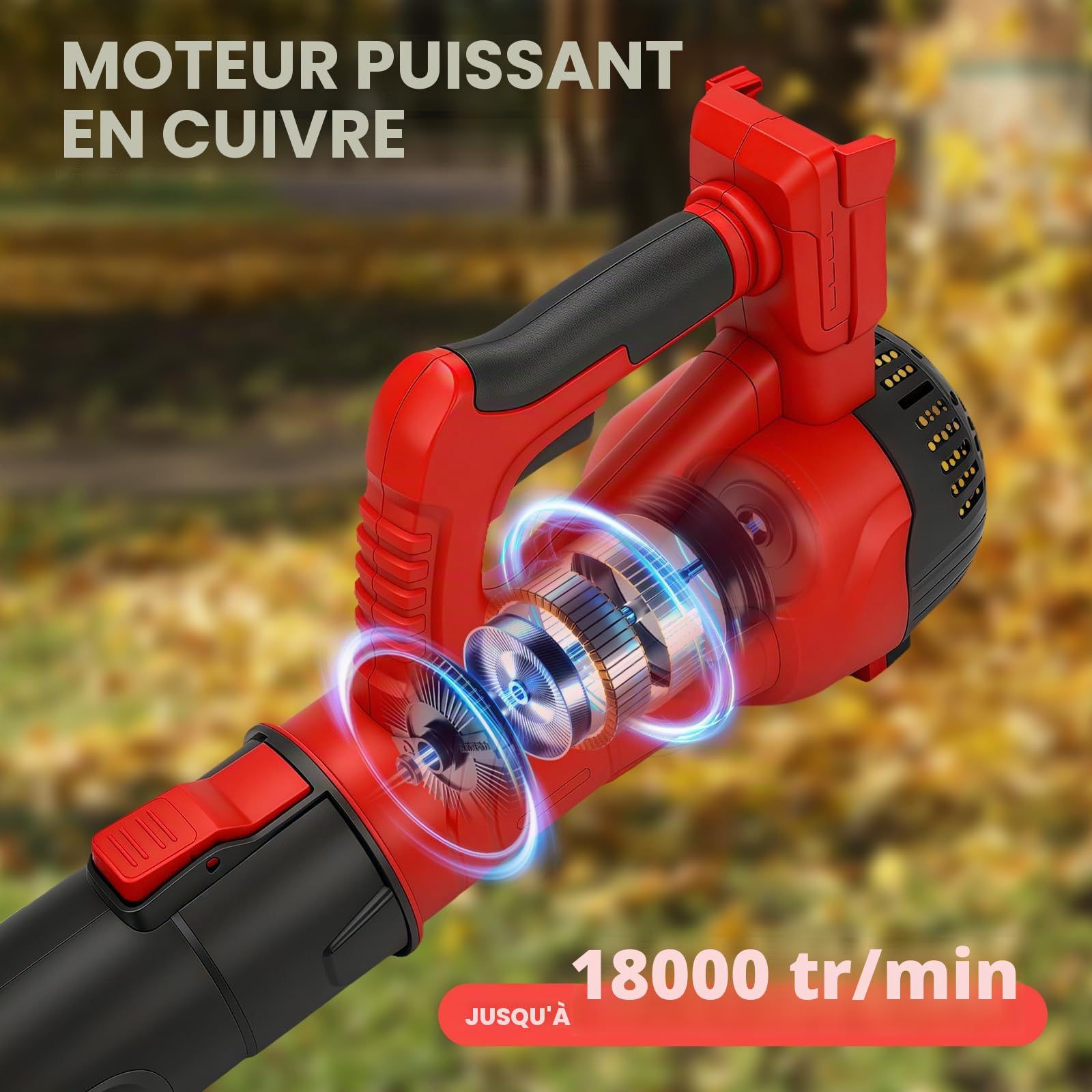 Souffleur de feuilles sans fil pour batterie Milwaukee 18 V, moteur sans balais, 18 000 tr/min, pour nettoyage de terrasse, cour, trottoir, jardin (outil nu, sans batterie)