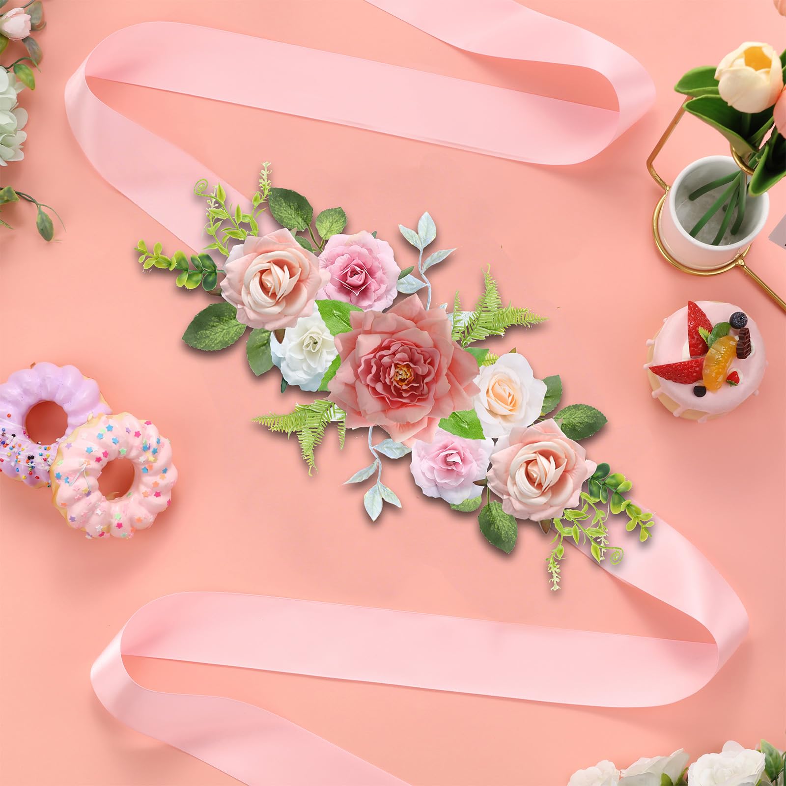 Cheerupp Pink Flower Belt Maternity Sash - Image 2