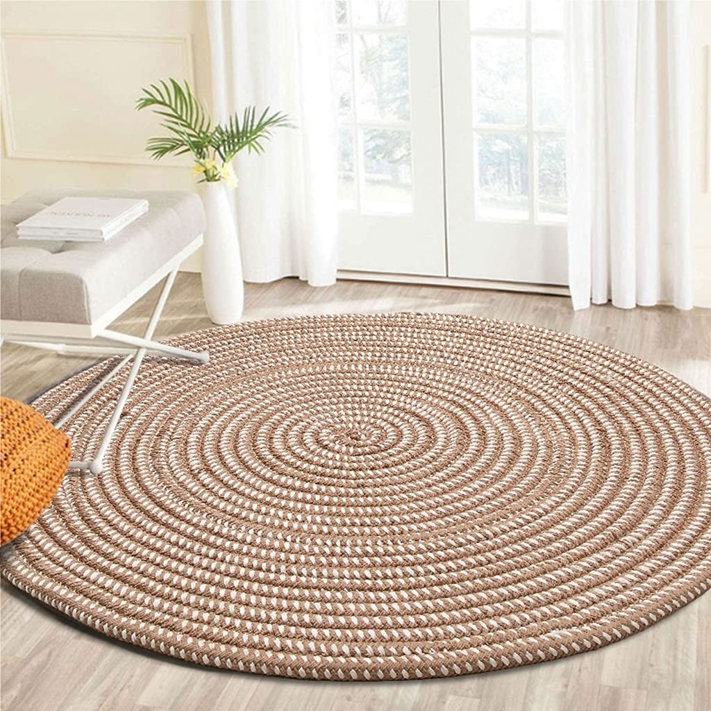 Dywan okrągły sznurek dywan dywan brązowy do salonu Alfombra Redonda 60 cm kuchnia łazienka dywan duży tkany dywan wystrój domu 1 (kolor: 2, rozmiar: średnica 150 cm)